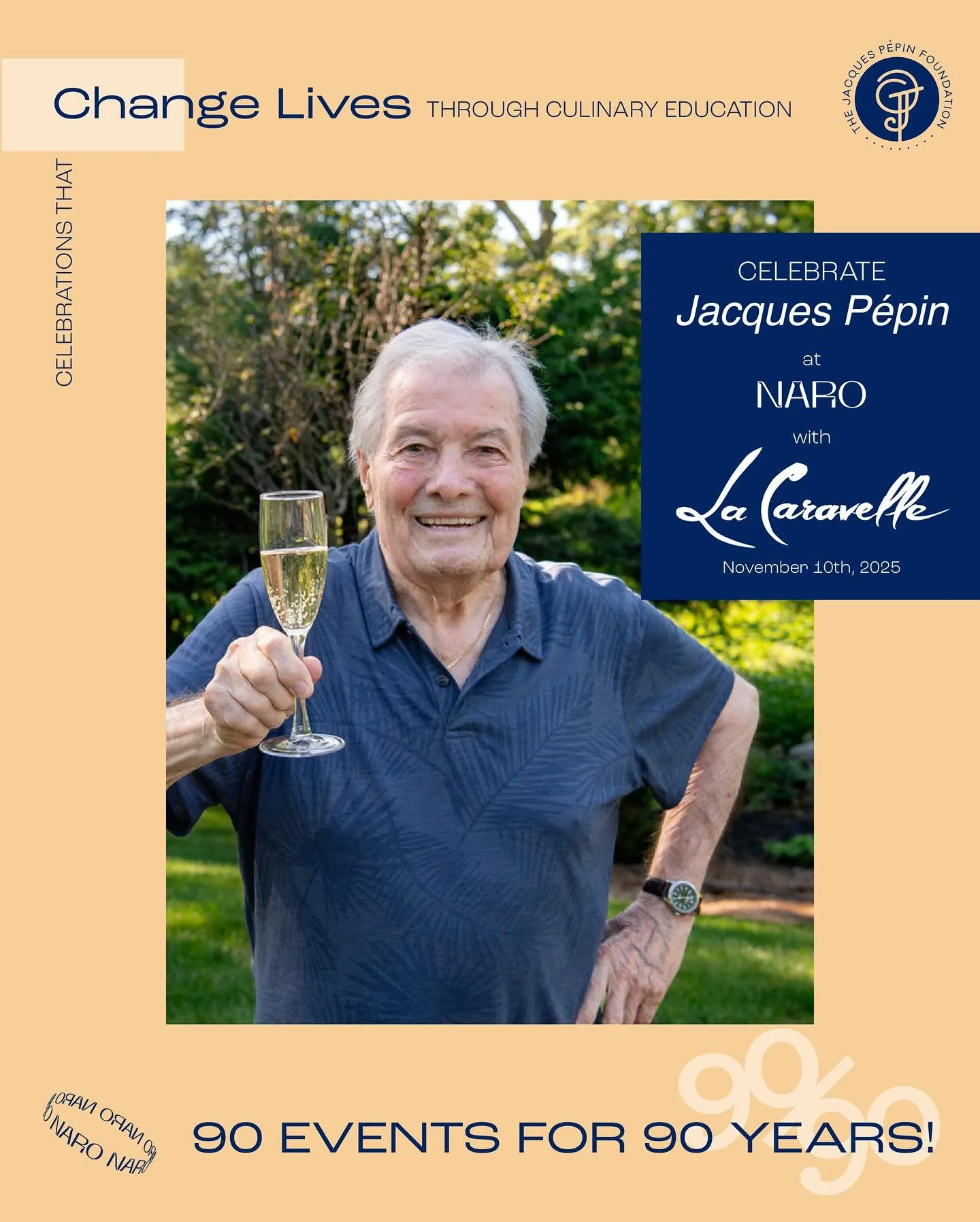 An evening of flavor, craft, and purpose. Join us as we honor Jacques P&eacute;pin&rsquo;s 90th year with a La Caravelle Champagne reception and a multi-course menu from the NARO team &mdash; Korean seasonality and technique through a contemporary le