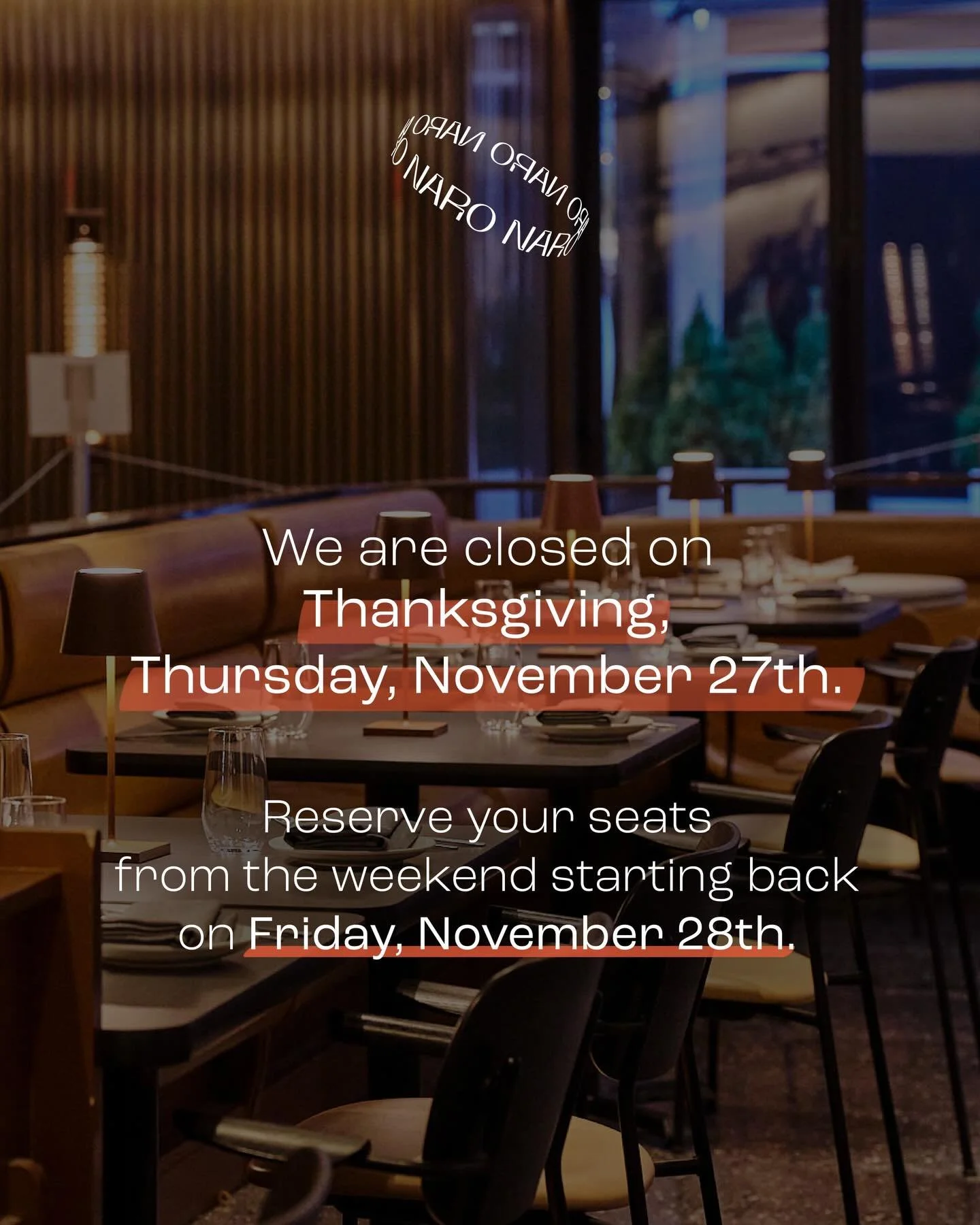 Closed on Thanksgiving, but ready for you Friday! 🧡 Wishing you the happiest (and tastiest) holiday.