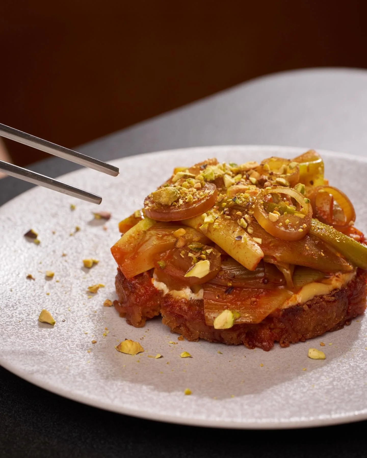 NARO Potato Fritter. Crispy on the outside, tender within, served with Korean scallion salad and pistachio &mdash; a dish you&rsquo;ll want to order again. 

#Naro #NaroNYC