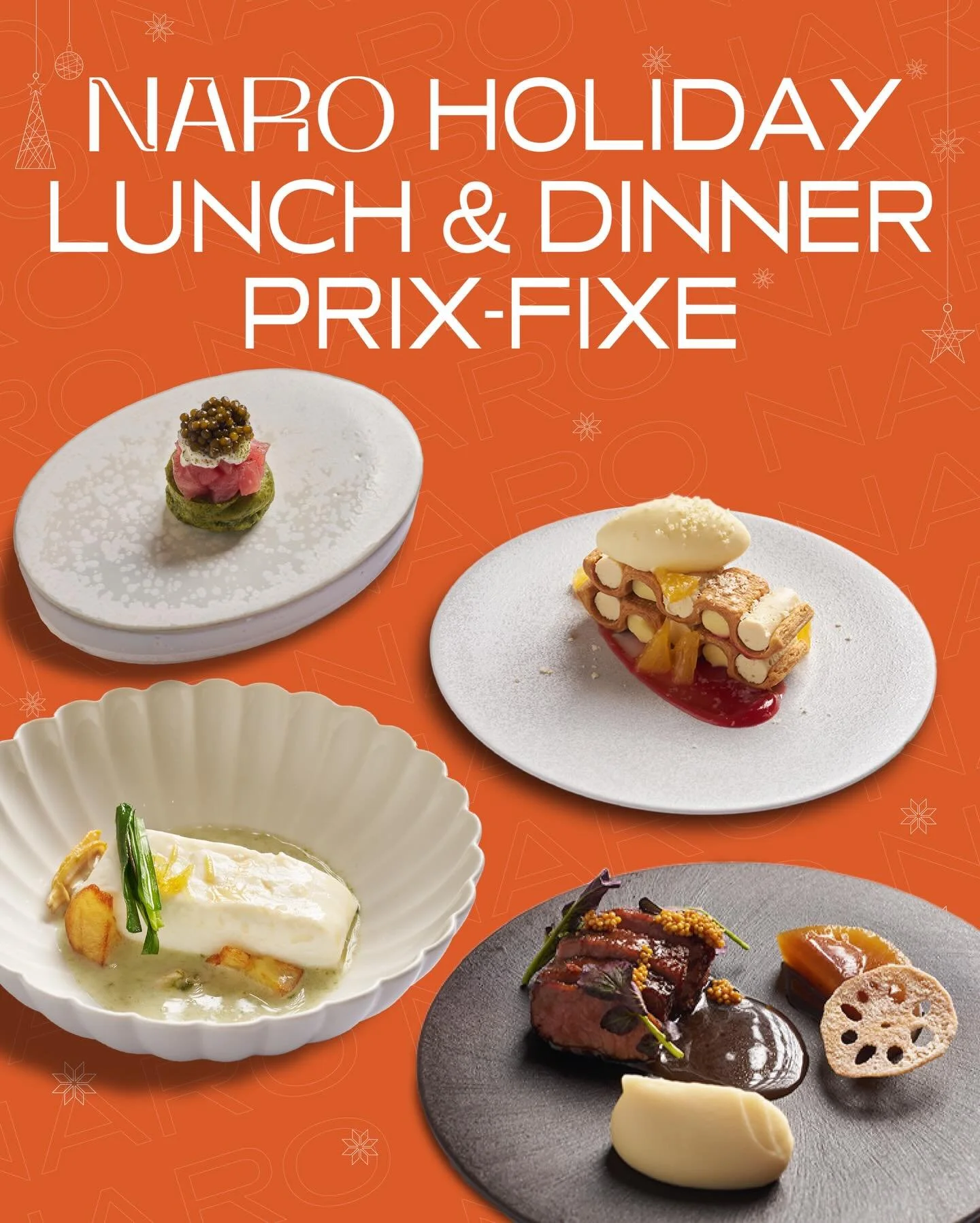 A holiday indulgence at Naro 🎄✨
From Dec 22&ndash;31, enjoy a refined 3-course Holiday Lunch Prix-Fixe ($50) or Holiday Dinner Tasting ($95). Your seat is waiting&mdash;celebrate with us.

#NARONYC #Naro