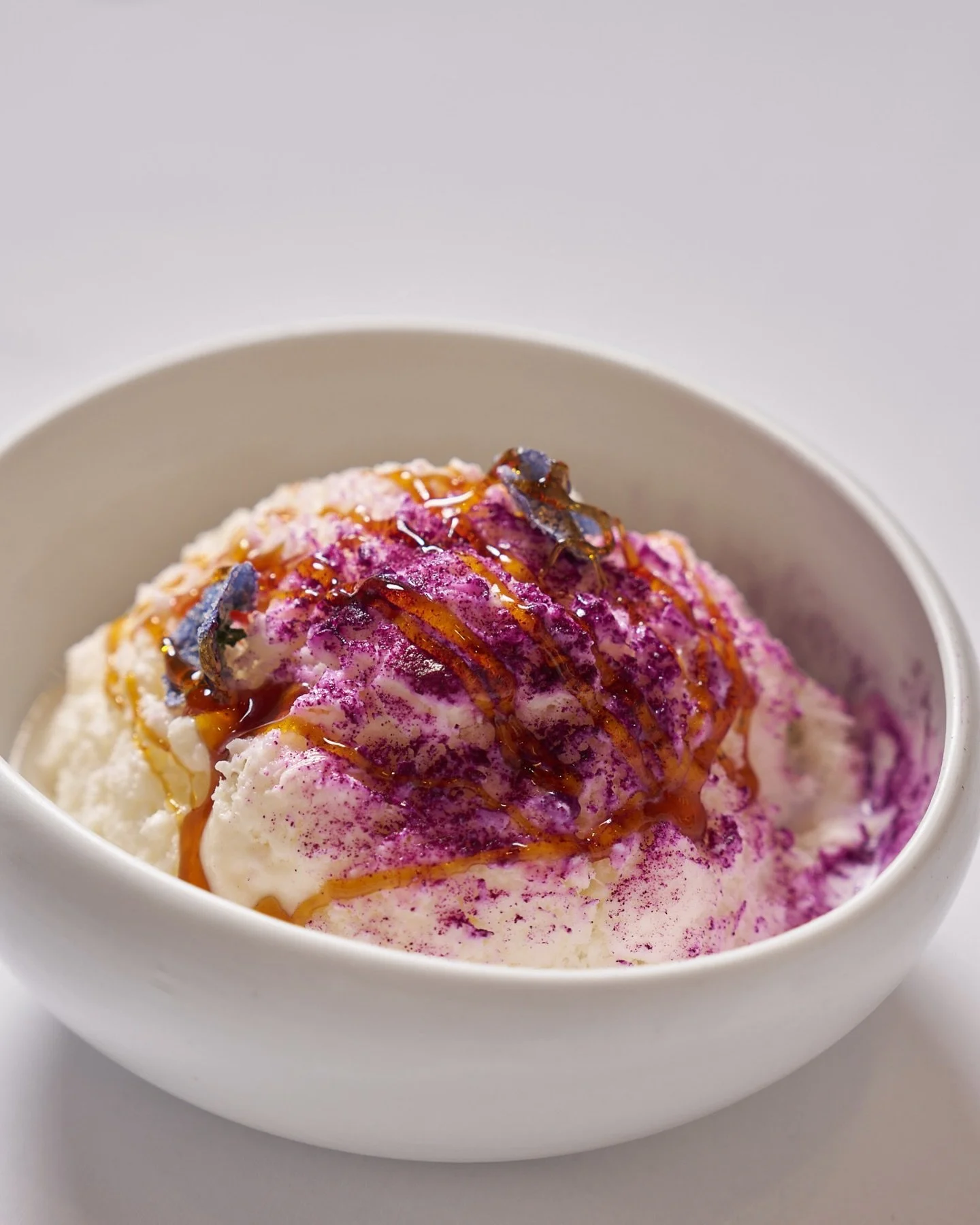 Goguma Bingsu for Two 🍠🍧

Pour to your heart&rsquo;s content, finished with heart-shaped injeolmi rice cakes.

A little something sweet to end the night.
Here for Valentine&rsquo;s Day.