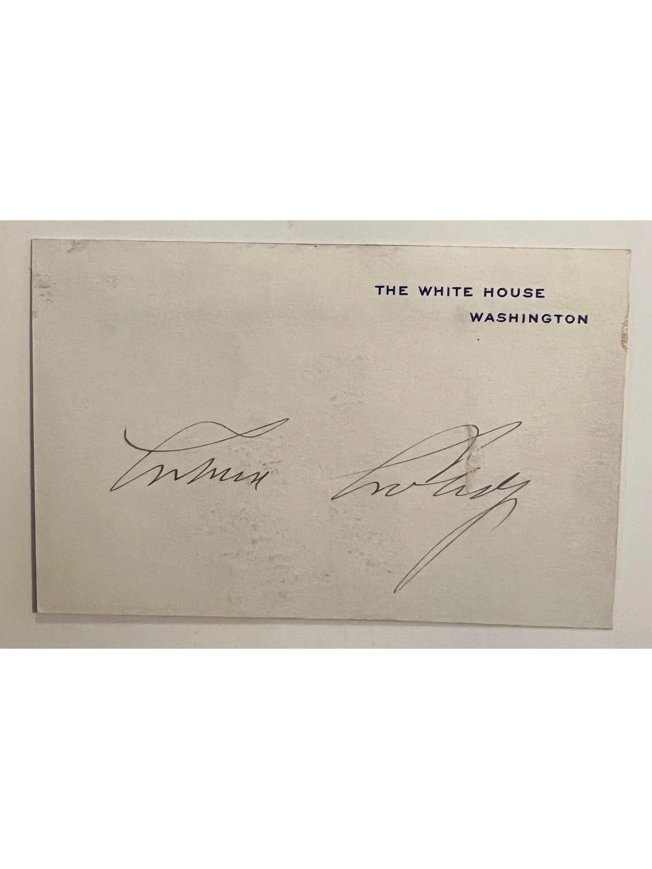 Calvin Coolidge White House Card Signed as President
