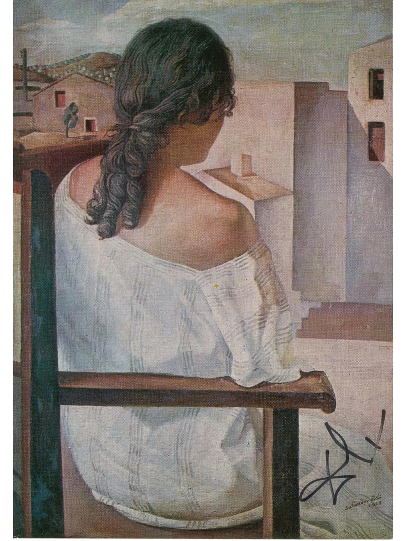 Salvador Dali Signed Postcard Image of "Muchaca de Espalda"