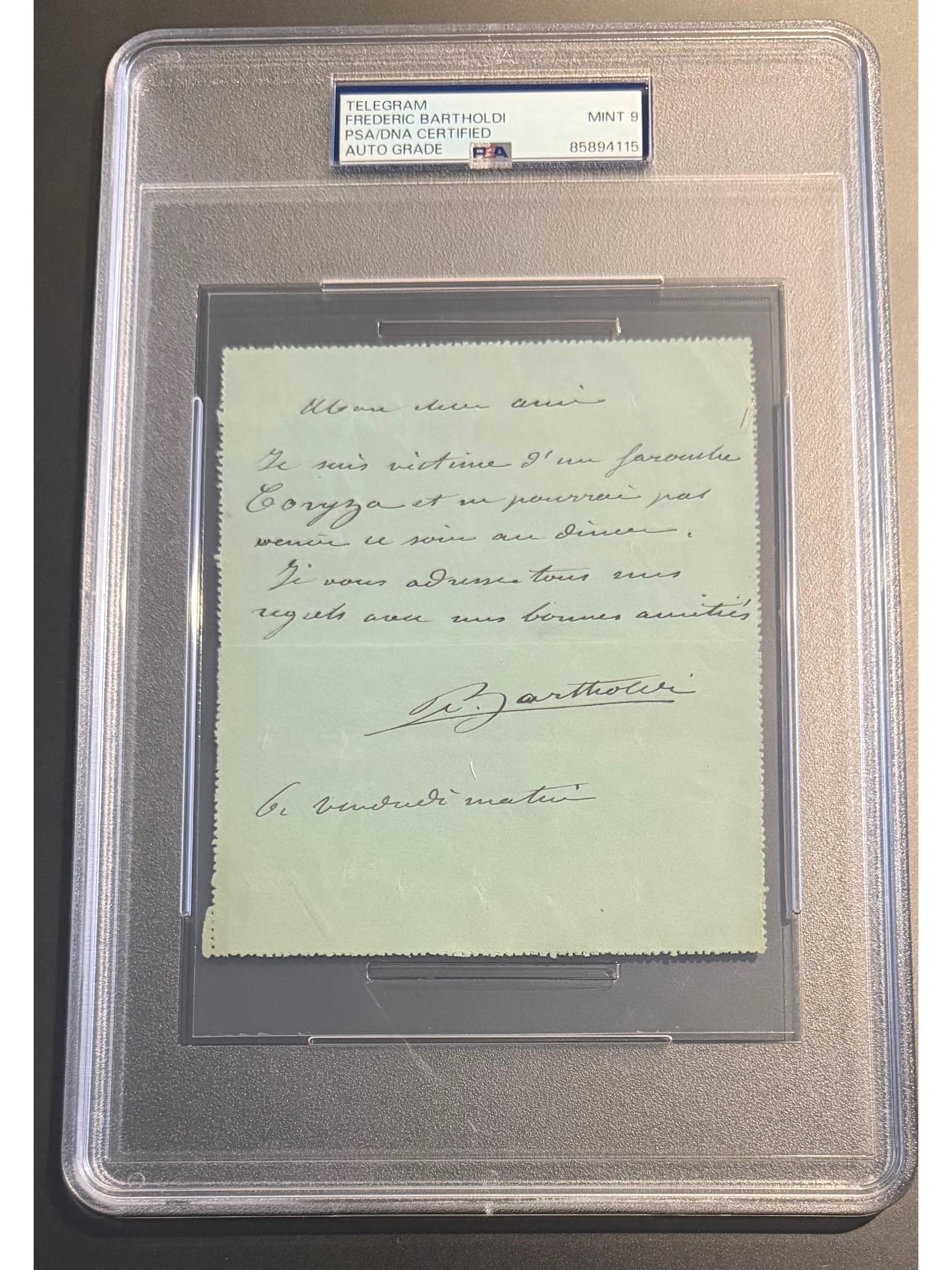 Frederic Auguste Bartholdi Autograph Letter Signed - Statue of Liberty Designer