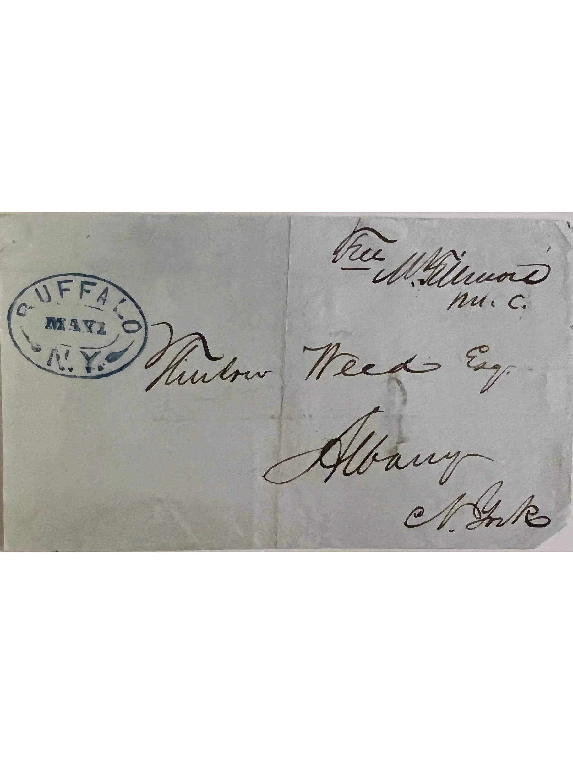 Millard Fillmore Free Franked Envelope Panel Signed as Congressman