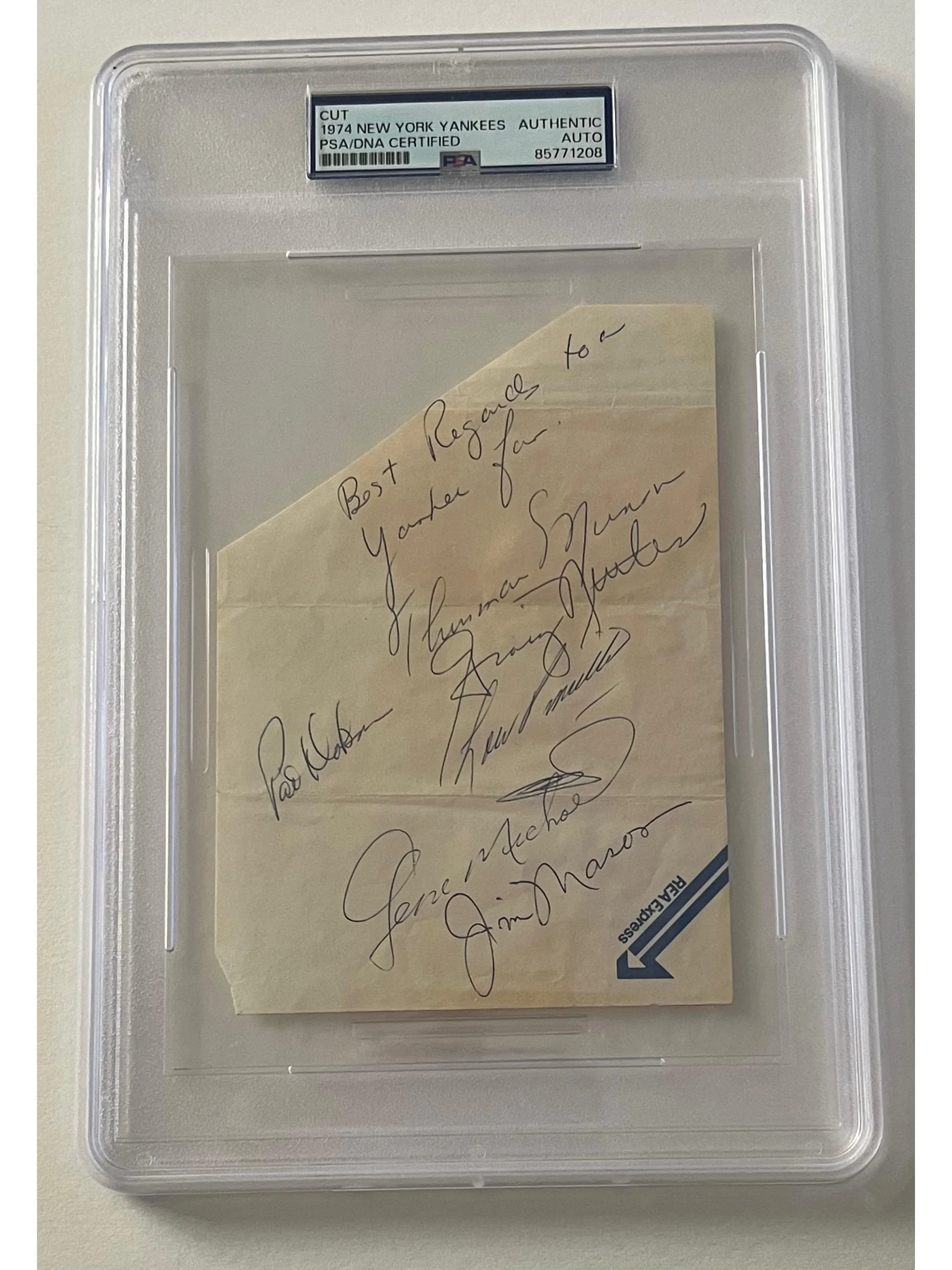 Thurman Munson & 1974 NY Yankees Signed Paper