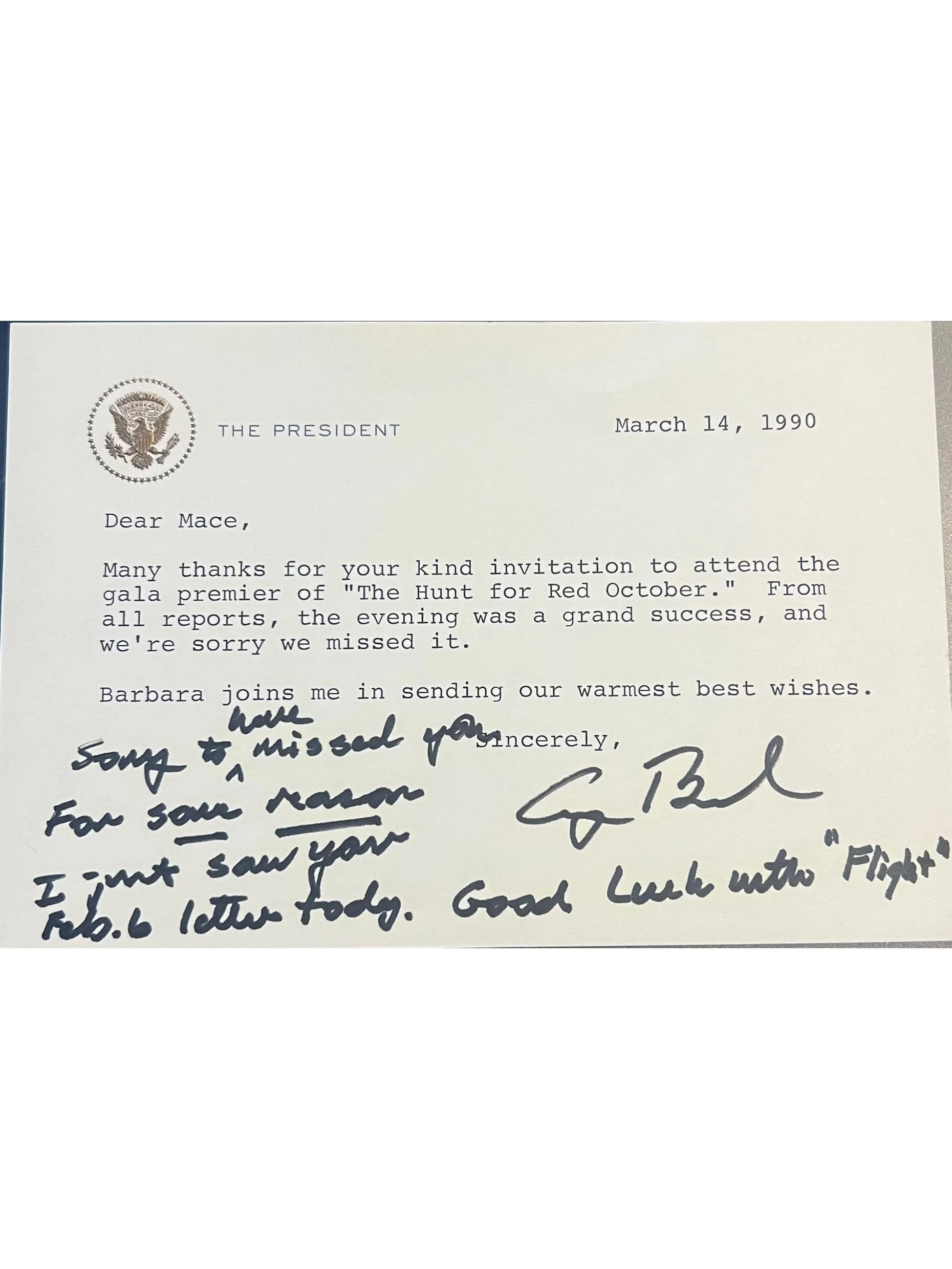 George H.W. Bush 1990 Typed Letter Signed as President - With Handwritten Postscript