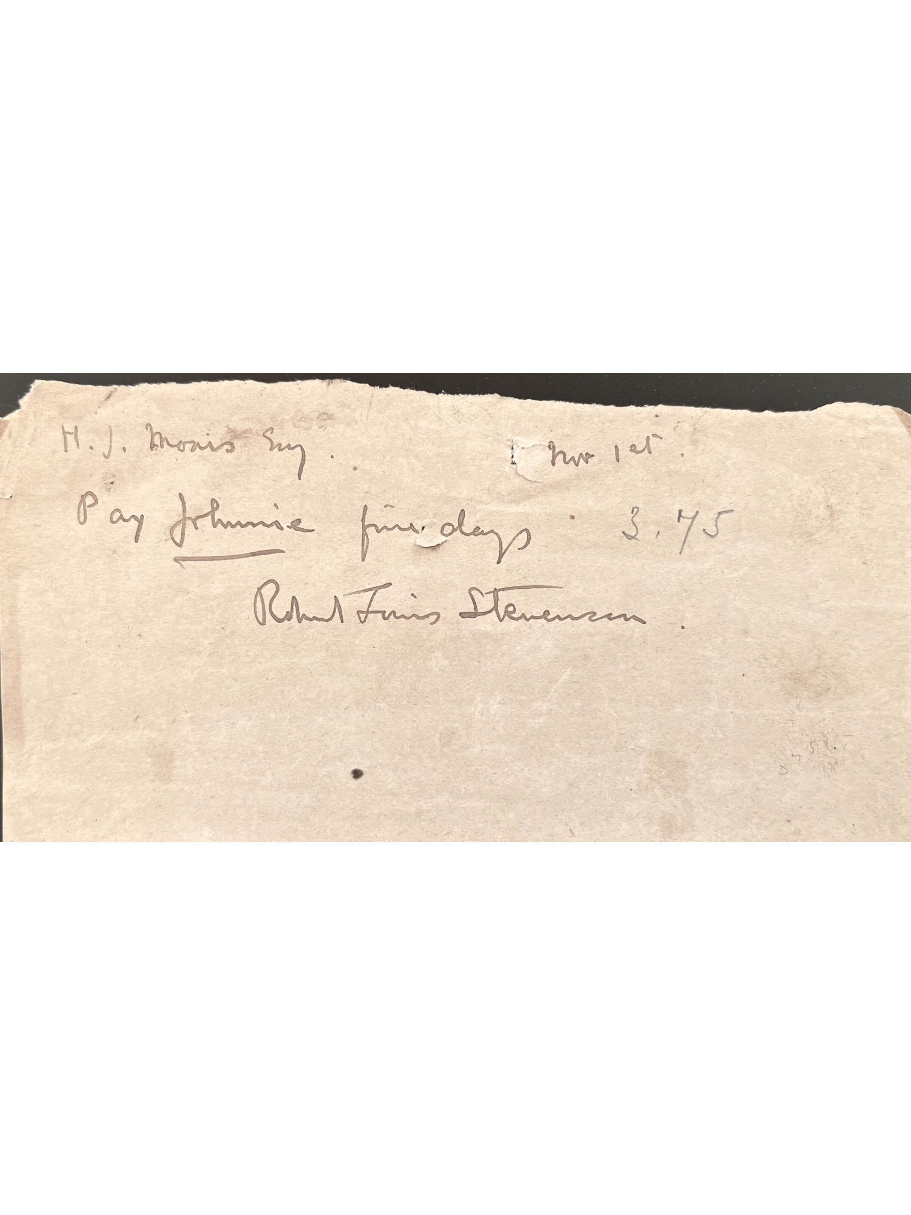 Robert Louis Stevenson Autograph Document Signed