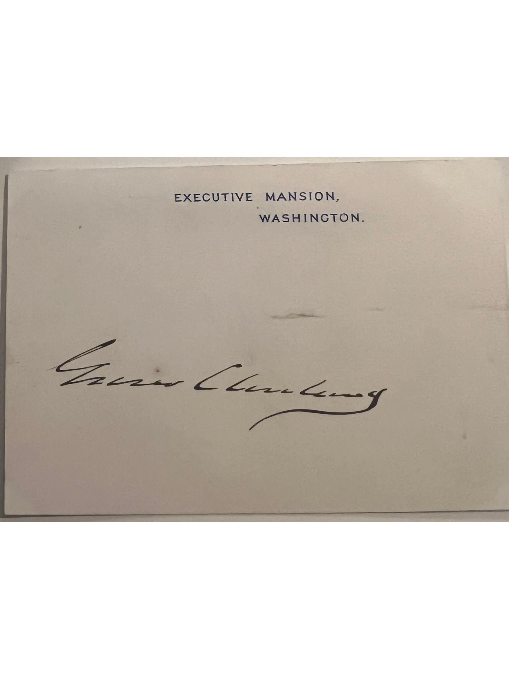 Grover Cleveland Signed Executive Mansion Card
