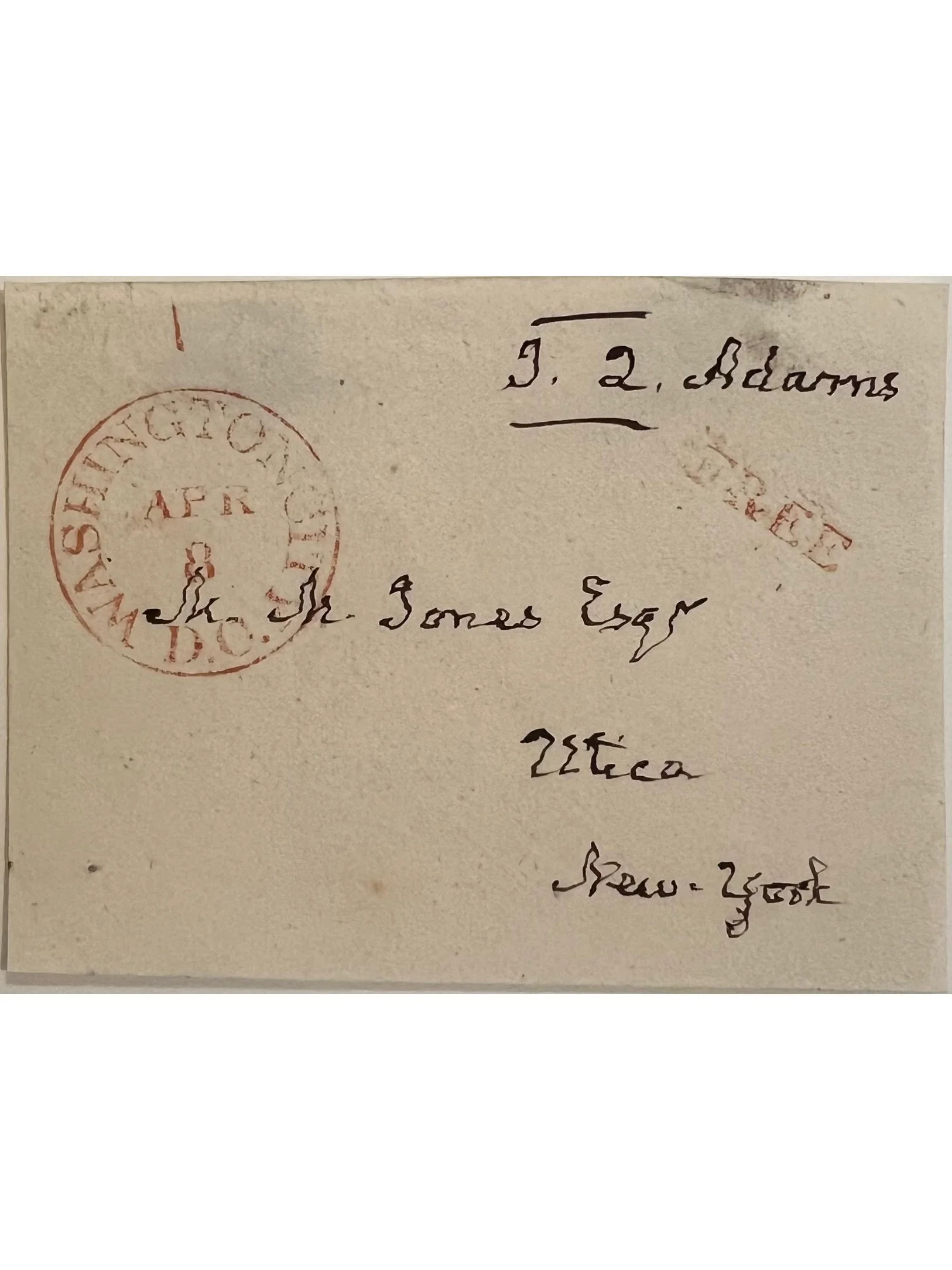 John Quincy Adams Free Franked Envelope Panel Signed