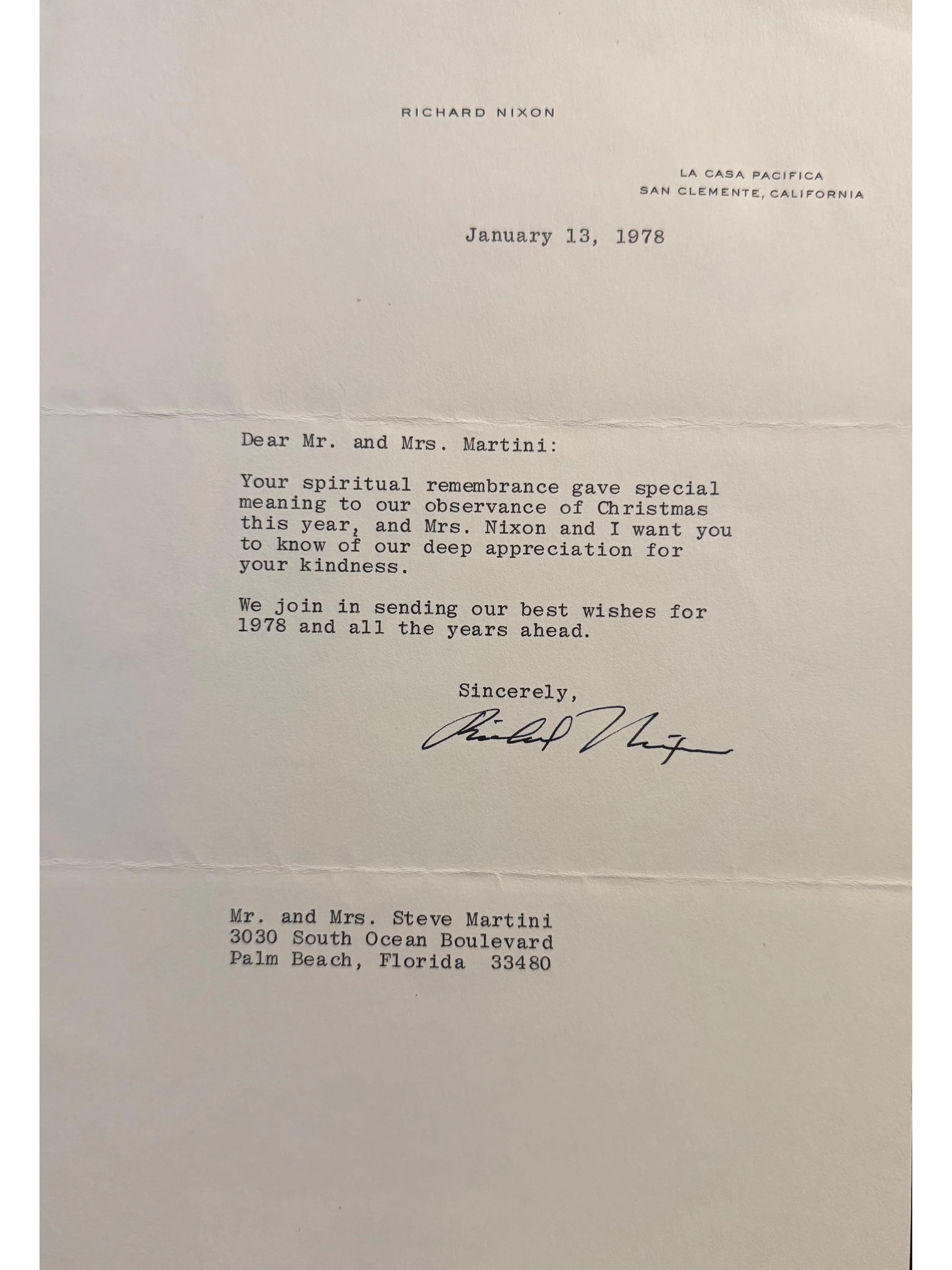 Richard Nixon 1978 Typed Letter Signed - To His White House Barber