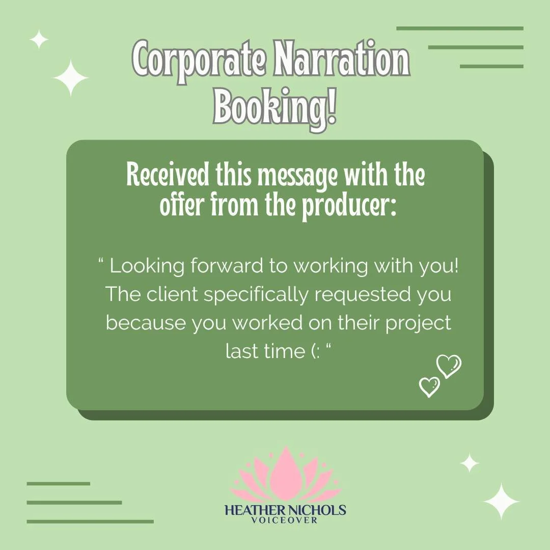 Always a nice little energy boost to book a corporate narration gig a few hours before I teach a class on this subject! 😃 What a lovely message to receive from the producer as well. Grateful for every opportunity to do what I love. 🥰 #voiceactor #v