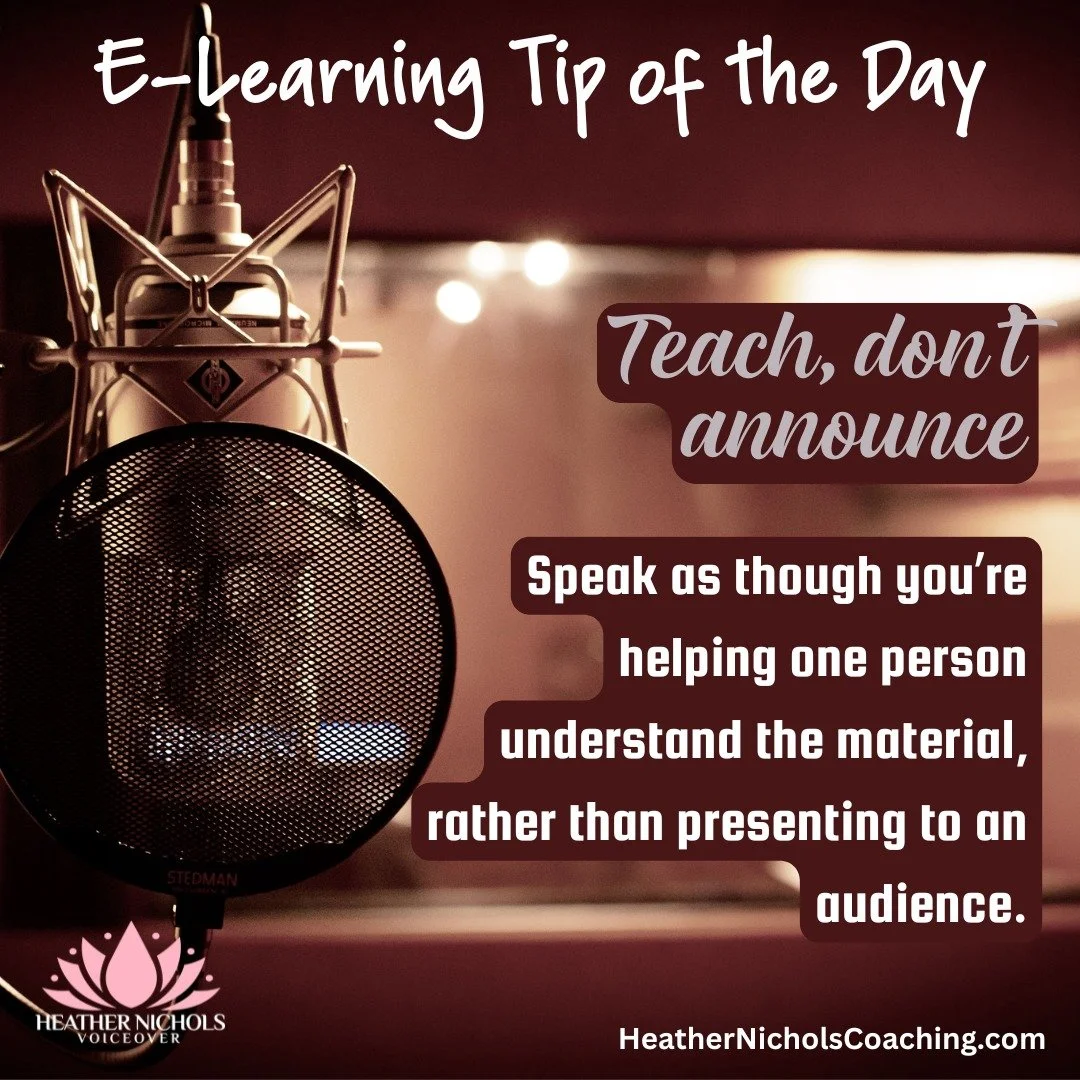 TEACH, DON&rsquo;T ANNOUNCE 🎓🎙️

One of the biggest mistakes voice actors make with e-learning? Reading it like an announcement.

You&rsquo;re not presenting information at the learner. You&rsquo;re helping them understand it.

Picture one person o