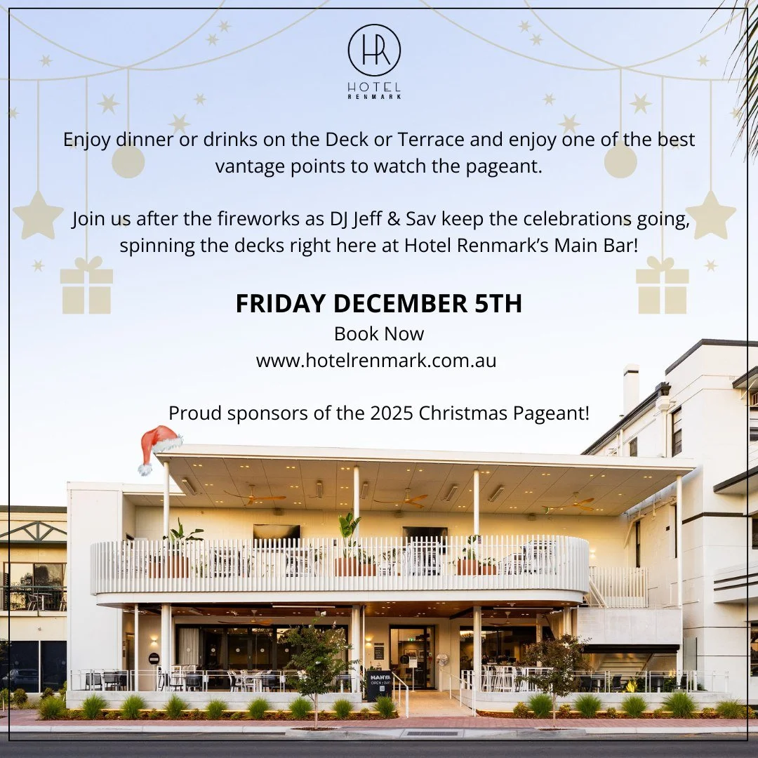 Make the most of Pageant Night by booking your table at Nanya! 
Enjoy delicious meals and drinks on the Deck or Terrace, offering some of the very best views of the 2025 Christmas Pageant as it rolls by. 

Book now to reserve the best seat in the hou