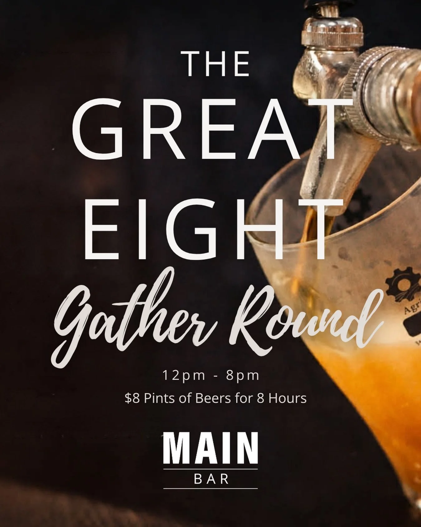 Kick back. Watch the footy. 🍻

The Great Eight is on &mdash;
$8 pints for 8 hours this Gather Round.

Main Bar | 12pm&ndash;8pm

#GatherRound #TheGreatEight #HotelRenmark #FootyAndBeers #riverlandevents