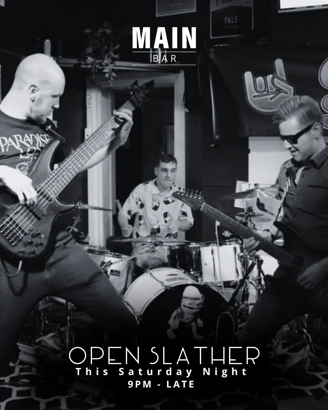 OPEN SLATHER are hitting the Main Bar 🎸

A 4-piece rock band bringing a mix of classic and modern #1 hits&mdash;built to keep the night going from the first song to the last.

If you like your live music loud, familiar, and made for a packed dance f