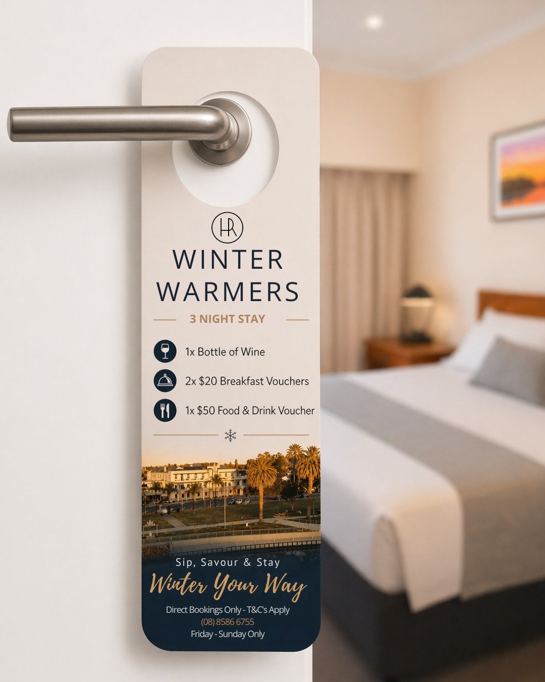 Escape for a Riverland winter getaway with our exclusive Winter Warmers package at Hotel Renmark.

Stay 3 nights and enjoy:
🍷 A bottle of local wine on arrival
🍳 Two $20 breakfast vouchers for Nanya
🍽️ A $50 food &amp; beverage voucher to use in N