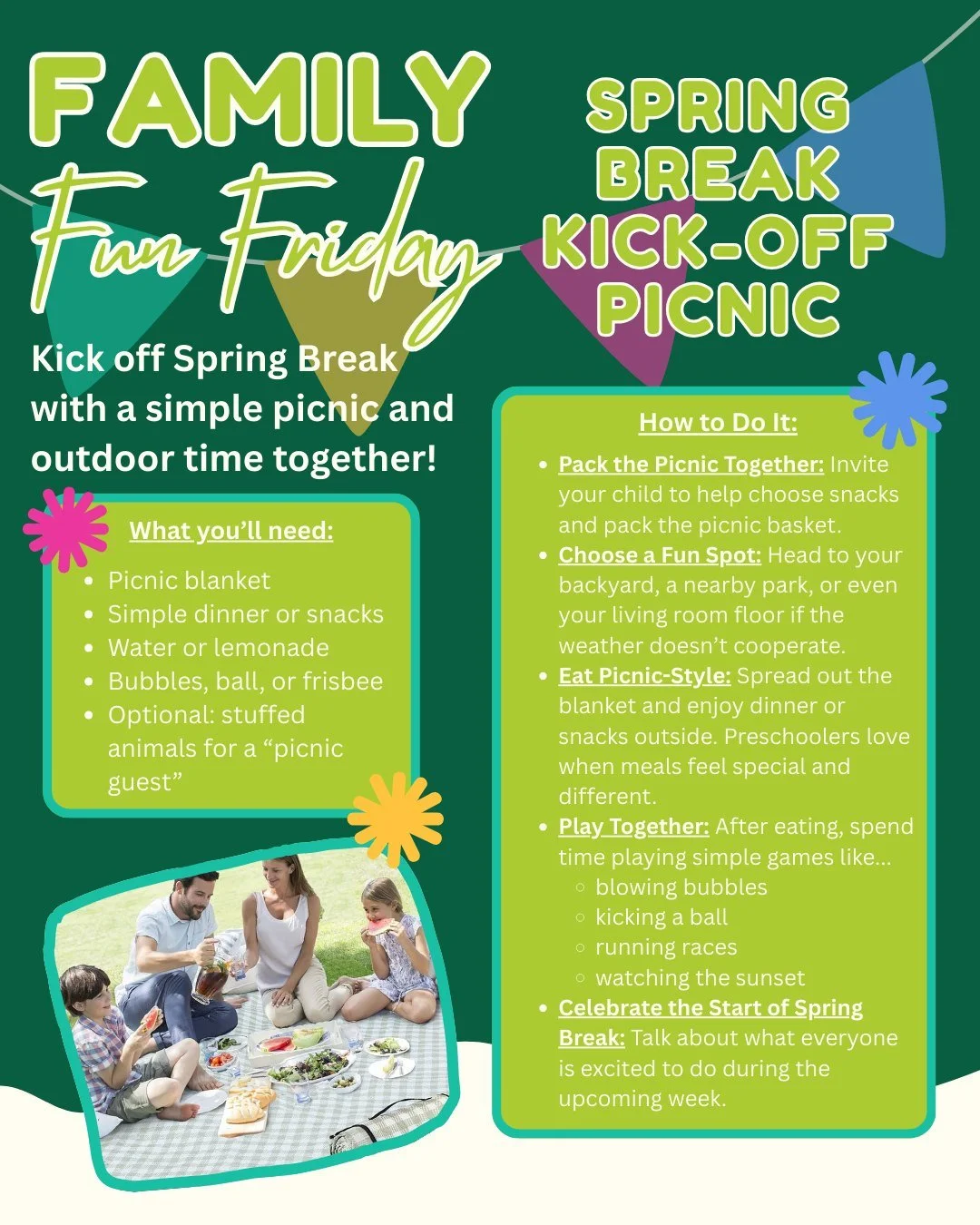 Celebrate the start of Spring Break with a simple family picnic! Spread out a blanket, enjoy a few favorite snacks, and spend time playing together outdoors. Sometimes the sweetest memories are made in the simplest moments. 🧺 💛🌷

📸 Tag @crosspoin