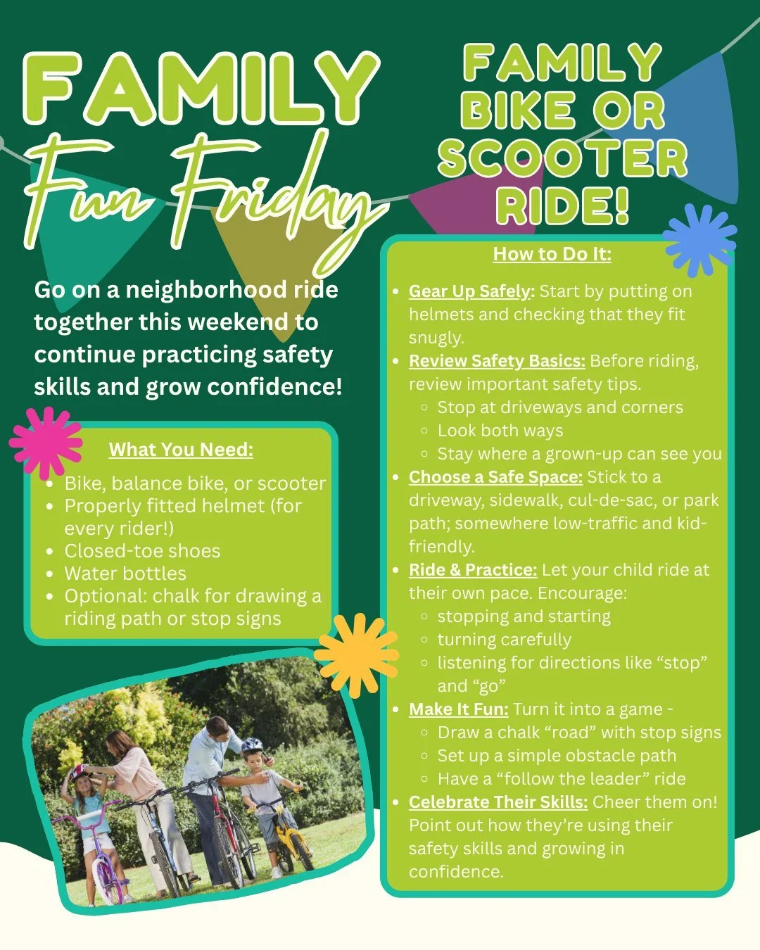 Our 3-year-olds had so much fun learning about bicycle and scooter safety this week&mdash;now it&rsquo;s time to practice at home! 🚲 Grab your bikes or scooters, put those helmets on, and head outside for a family ride. Practice stopping, looking bo
