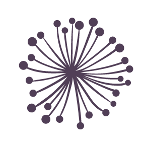 A purple illustration of mushroom spores
