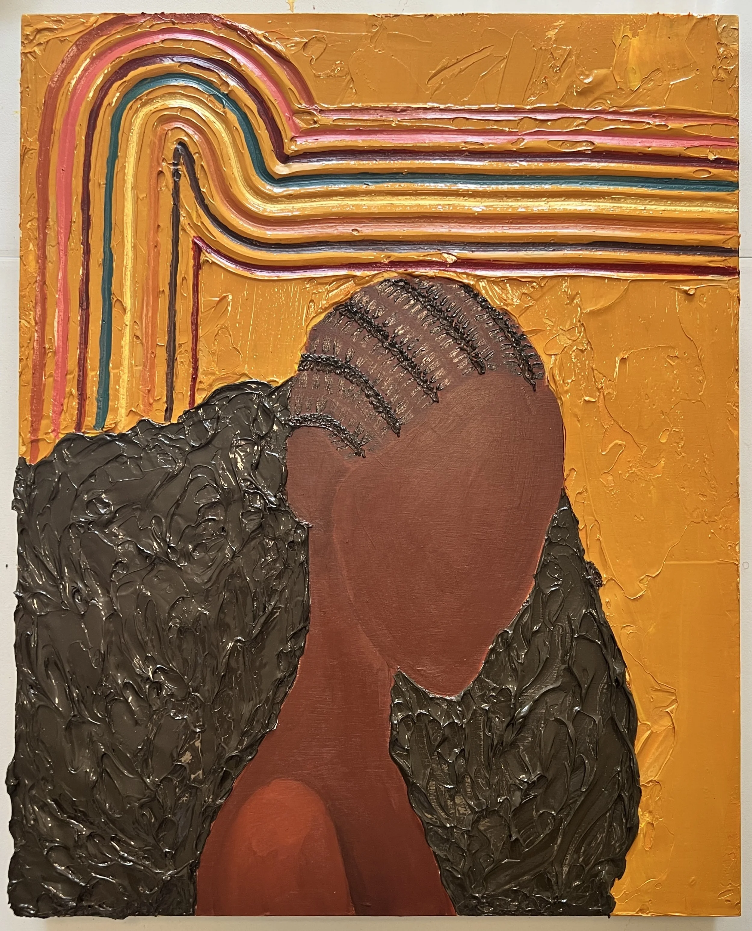 Heavy Texture Acrylic Painting on Wood Panel