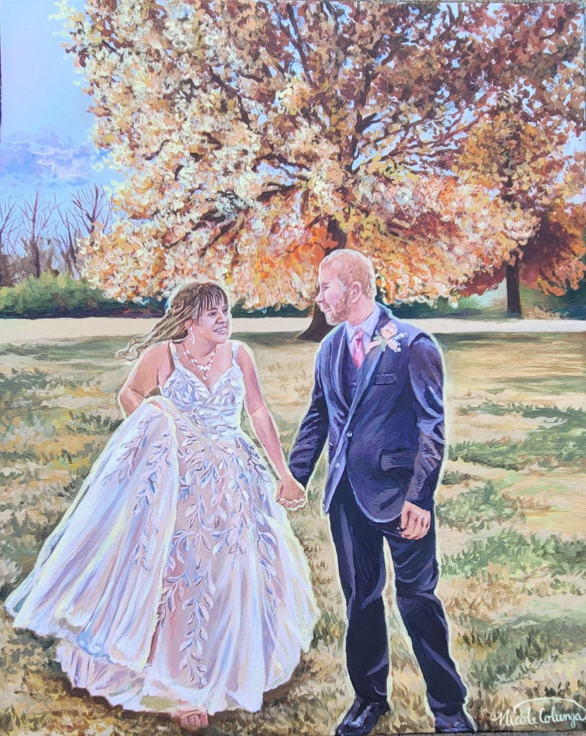 Ashley and Rob Custom Wedding Painting Kansas Art by Nicole