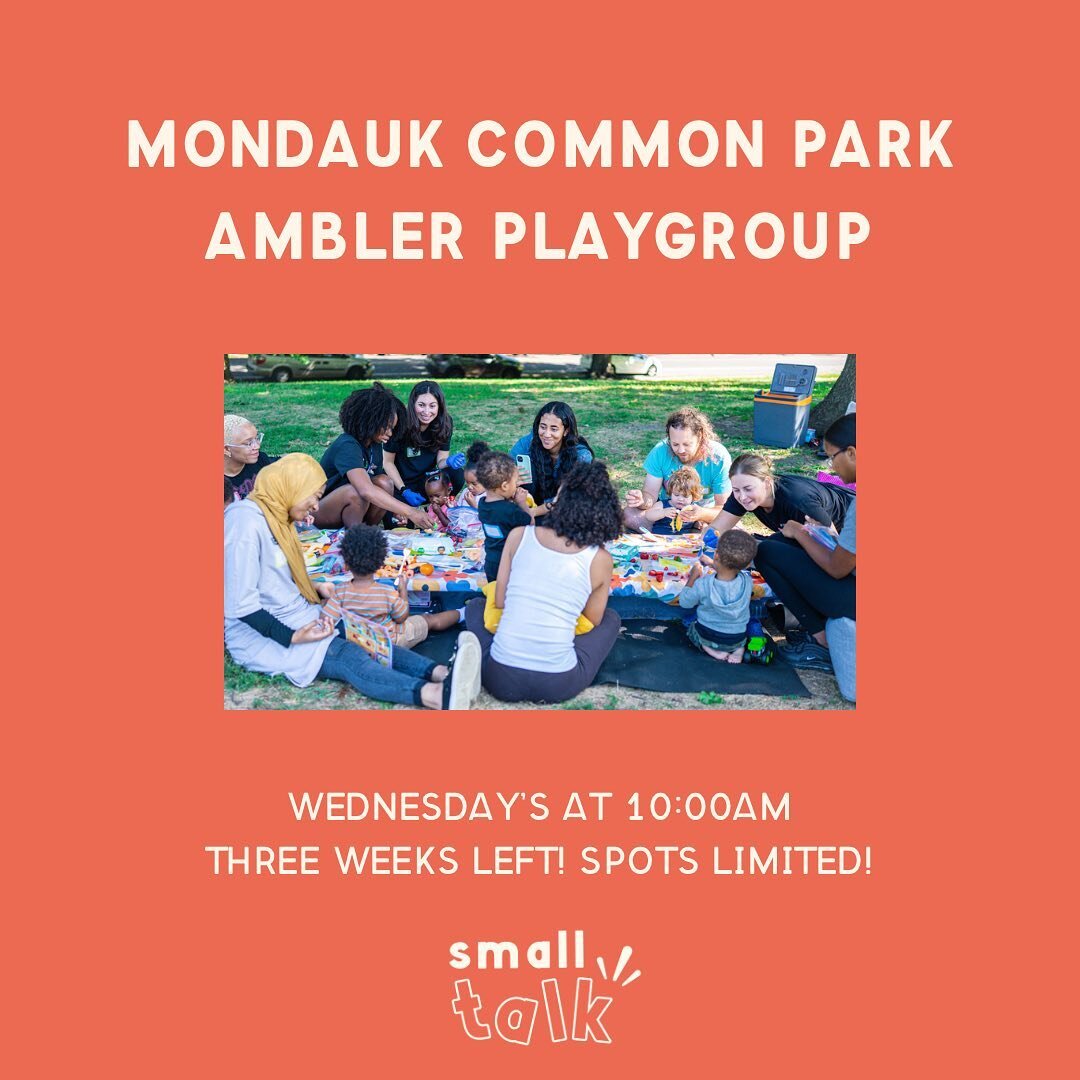 Three weeks left of our playgroup at Mondauk Common Park in Ambler!

Join speech therapist, Allison, to learn about language strategies, following the lead during play, sensory play, and more!

We absolutely love our group that joins us Wednesday&rsq