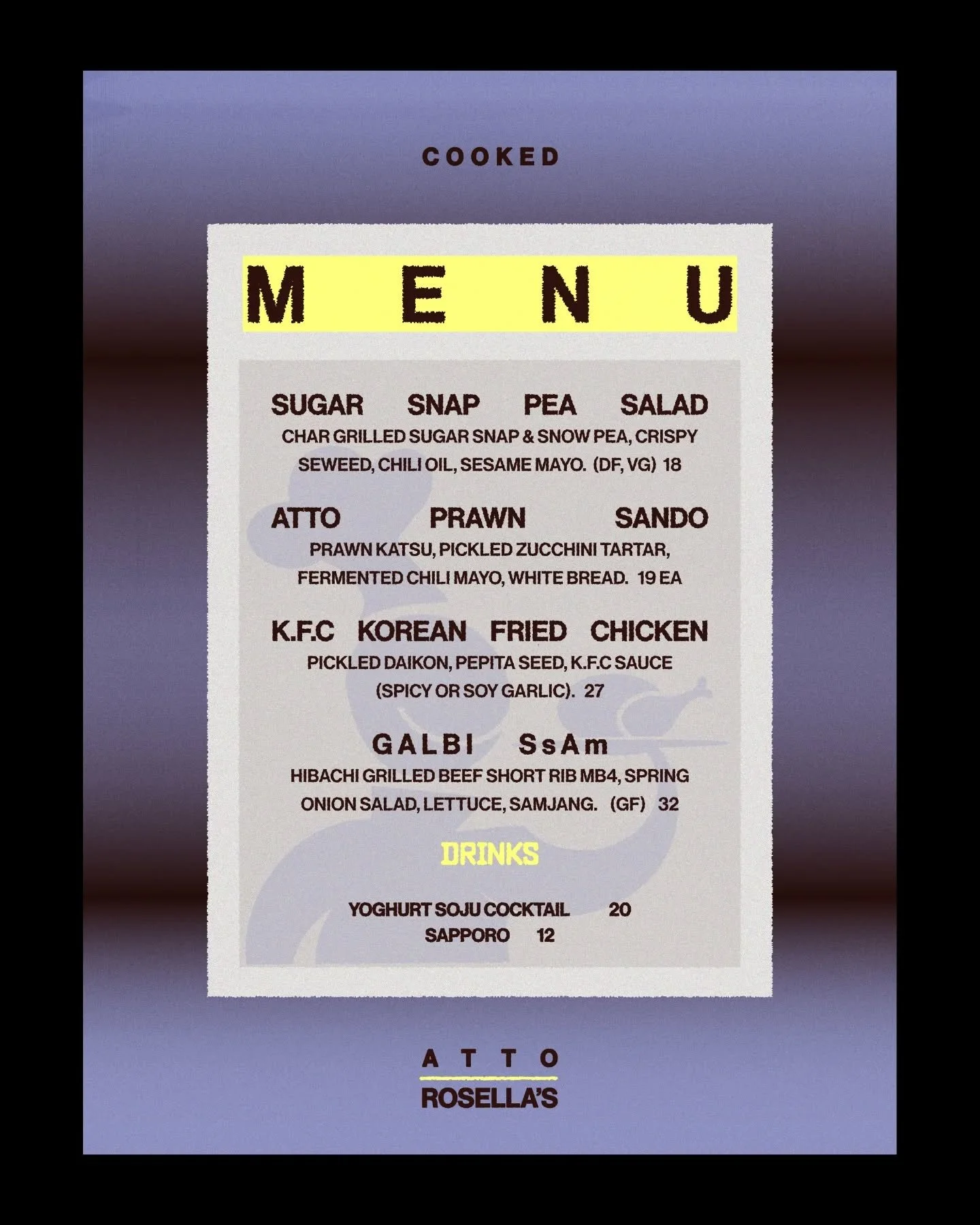 THE MENU IS LIVE. AND IT&rsquo;S OUTRAGEOUS. 🥢🔥

ATTO Korean Cuisine is taking over the pass this Monday, April 20th, and they aren't messing around. Let&rsquo;s talk about this menu for a second.

We&rsquo;ve got an ATTO Prawn Sando loaded with pr