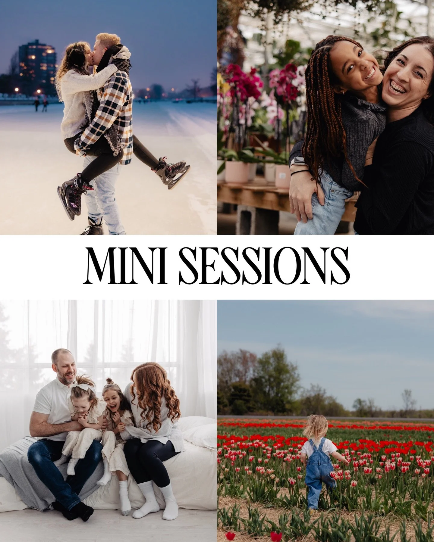 2026 MINI SESSIONS ARE LIVE! From 💕COZY MOTHERHOOD MINIS💕 to 🌷COLOURFUL TULIP MINIS🌷 there is something for everyone! 

Mini Sessions are perfect for anyone looking to update family photos / couples photos without the commitment of a full session