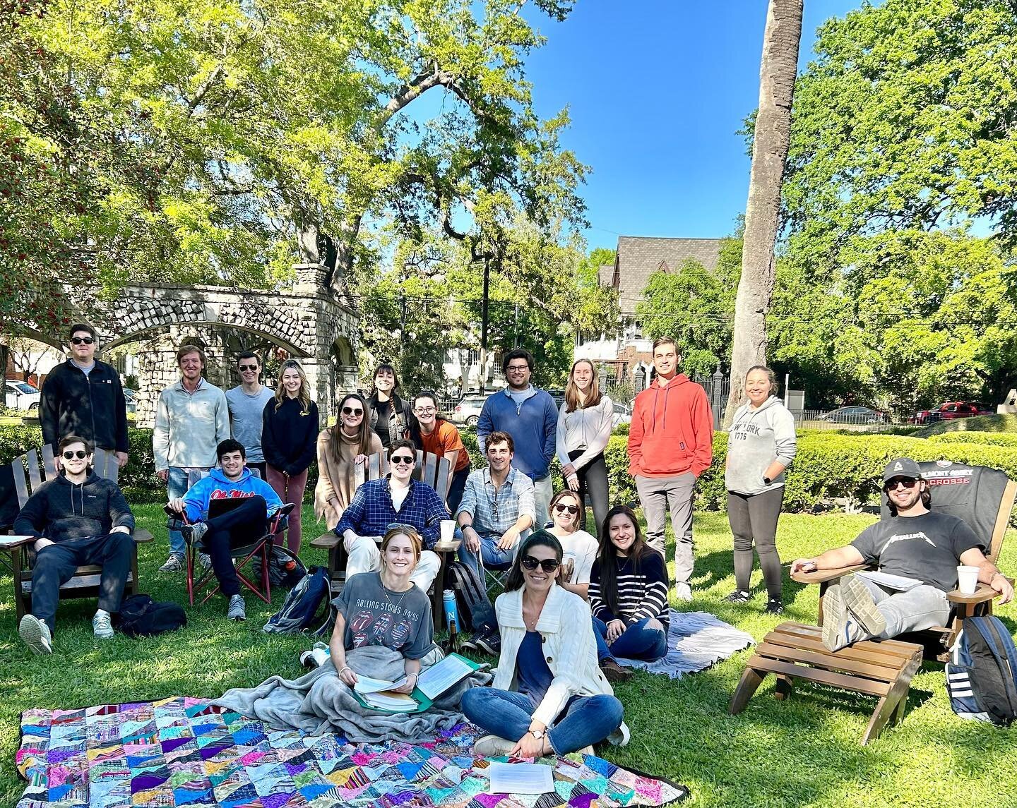 Spring has officially sprung in New Orleans! Our candidates enjoyed a sunny outdoor session of their Scholarly Writing Seminar as they workshop their Comments!