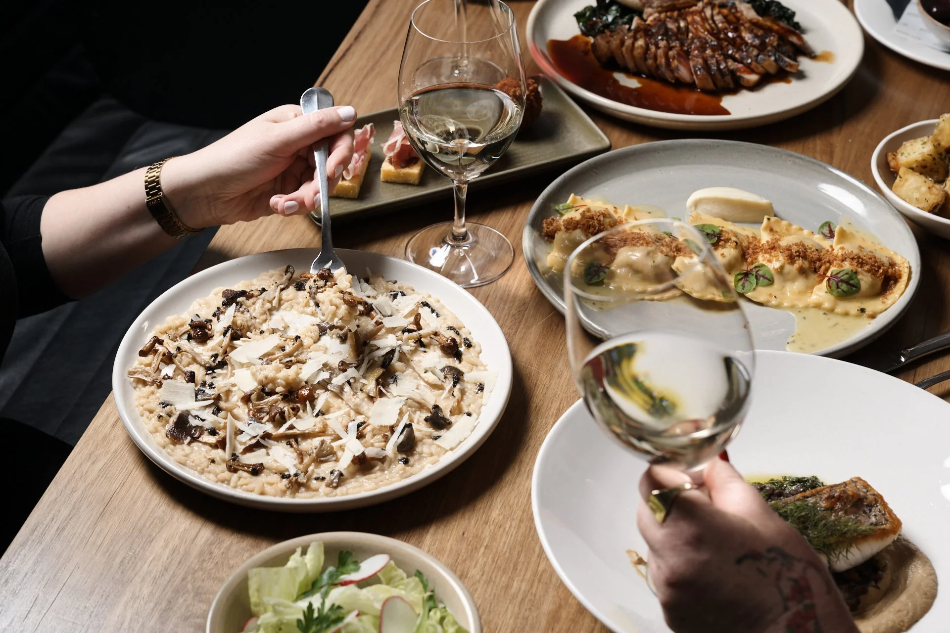 Porcini ravioli, pork chop, ravioli + barramundi.jpg