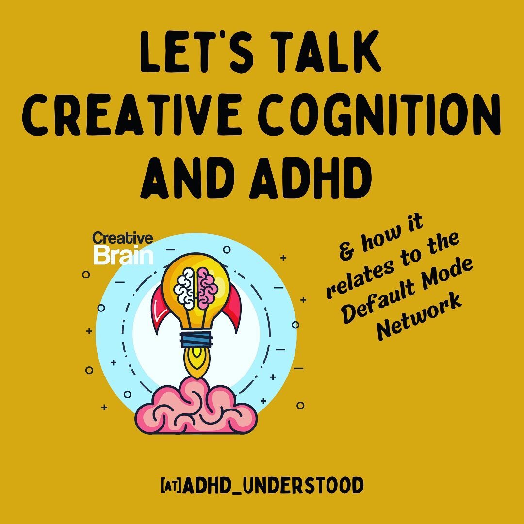 Creative Cognition✨ The Default Network ✨ and ADHD ✨

I think ADHD research (and the neuroscience of creative cognition) is on the cusp of some really interesting stuff!

Have a read through the visuals - more to come tomorrow!

Have a great day ever