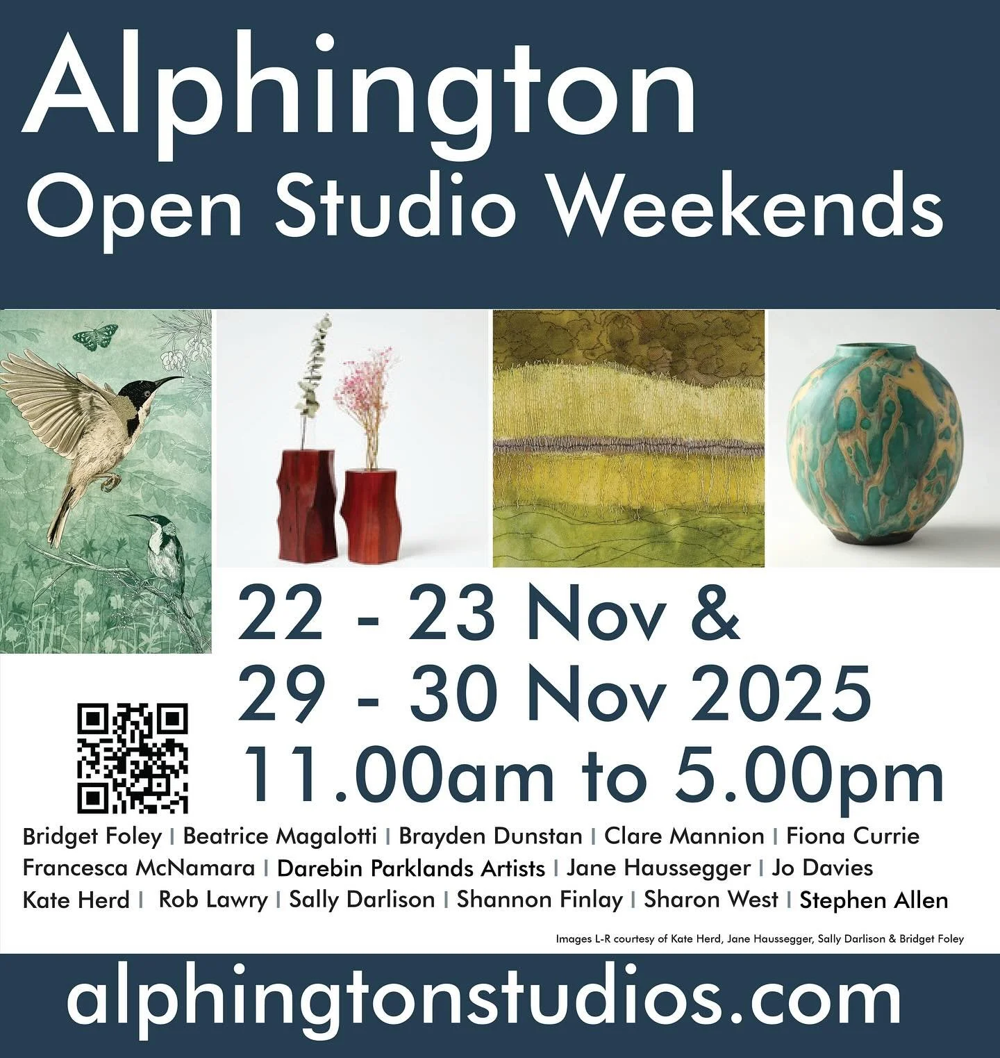 Next weekend 💃💃💃

Local, talented artists, ceramicists, painters, sculptors, mixed media, weaving, print making &amp; now a few woodworkers (woohoo!) are opening home Studios and sharing space at Alphington Community Centre, and the Gleeson Centre