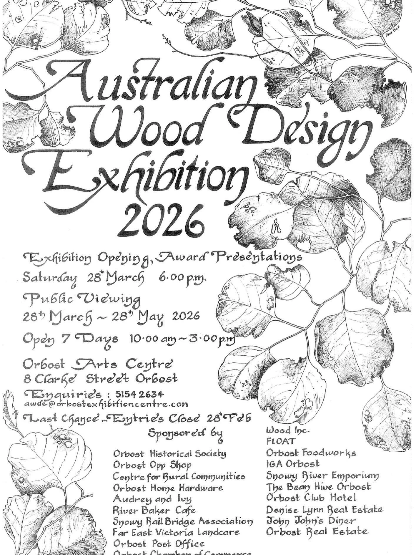 I am honoured to be invited as a Judge for the 2026 Australian Wood Design Exhibition held 28th March to 28th May at the Orbost Arts Centre. 
Immerse yourself in the warmth &amp; beauty of wood as talented artisans showcase their masterpieces, highli