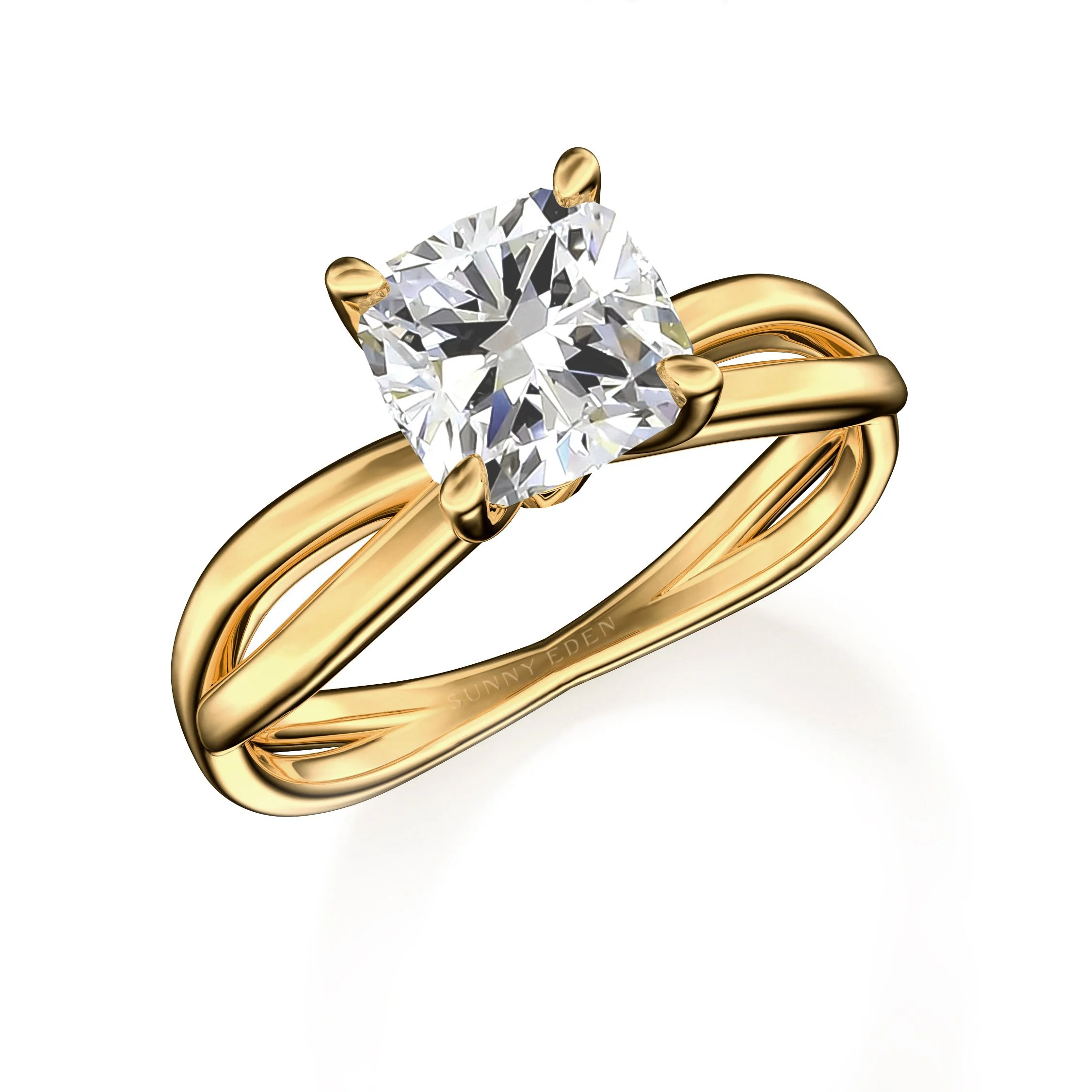 Solitär-Diamant-Verlobungsring mit gedrehtem endlosem Schaft