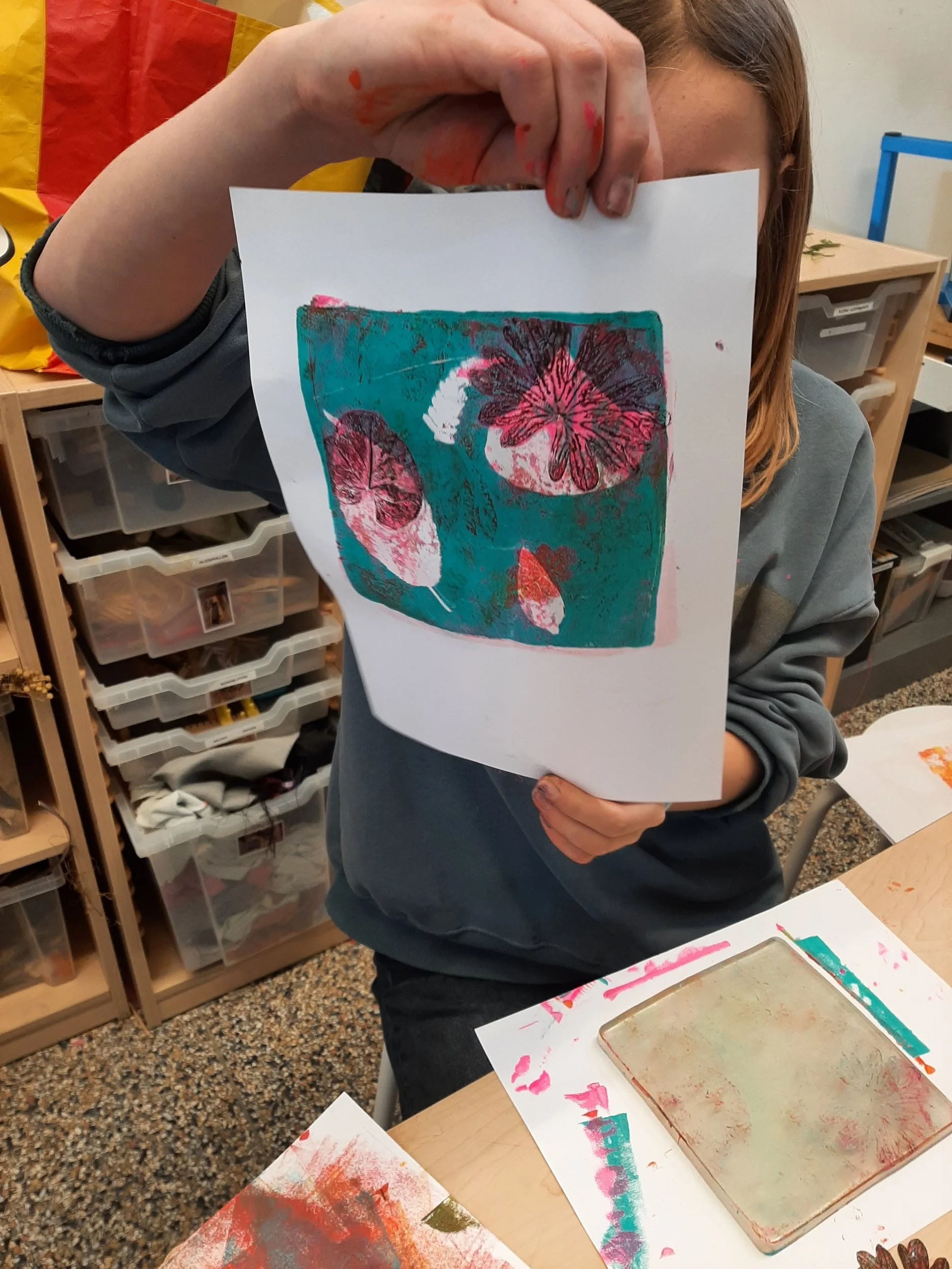 workshop botanisch printen met de gelli plate met kinderen