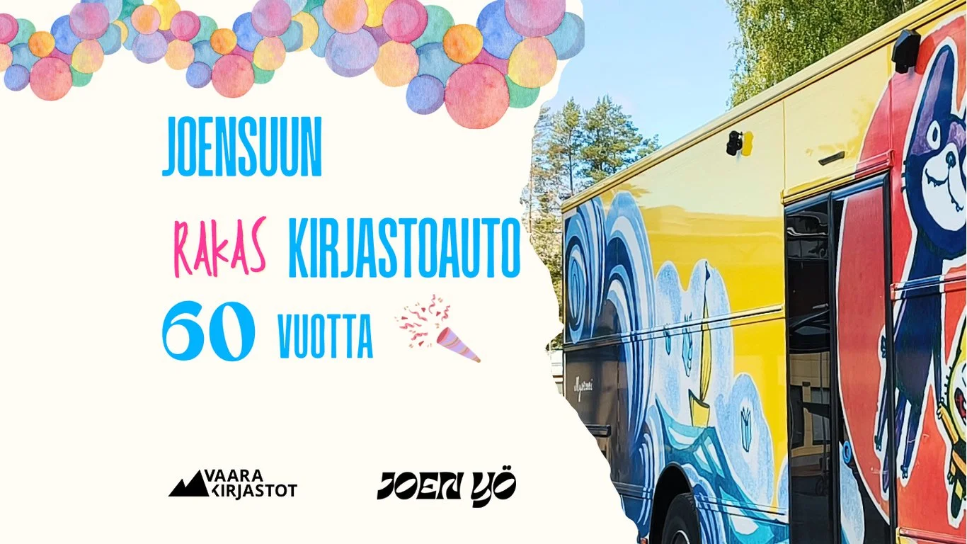 kirjastoautotoiminnan 60 vuotis juliste
