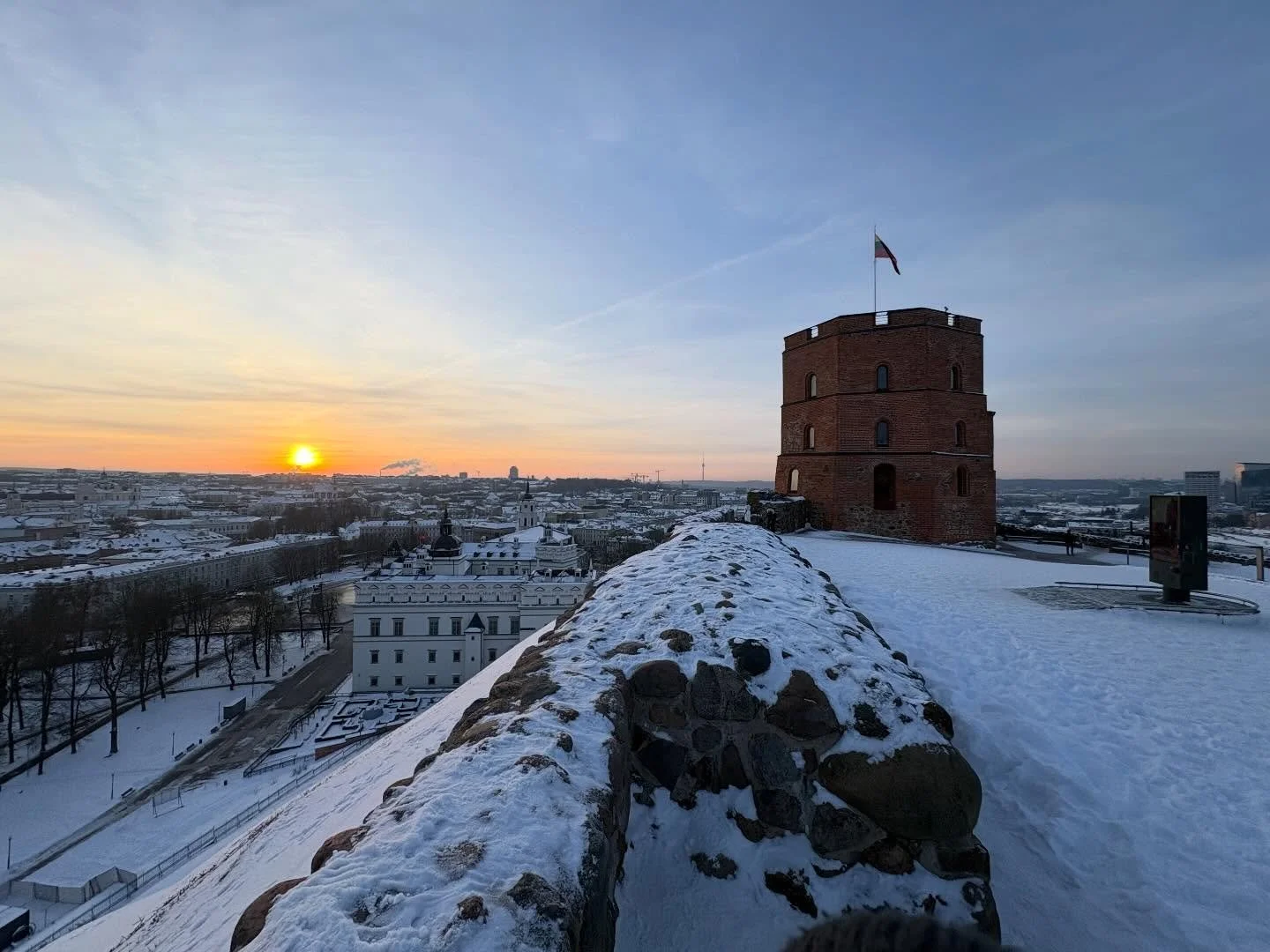 Sunset over Vilnius - my son Jonathan&rsquo;s been exploring Lithuania and Poland this past week. I love living vicariously through him &hellip; he takes glorious photos and has produced beautiful sketches too. ☀️ 

It was my 55th birthday on Saturda