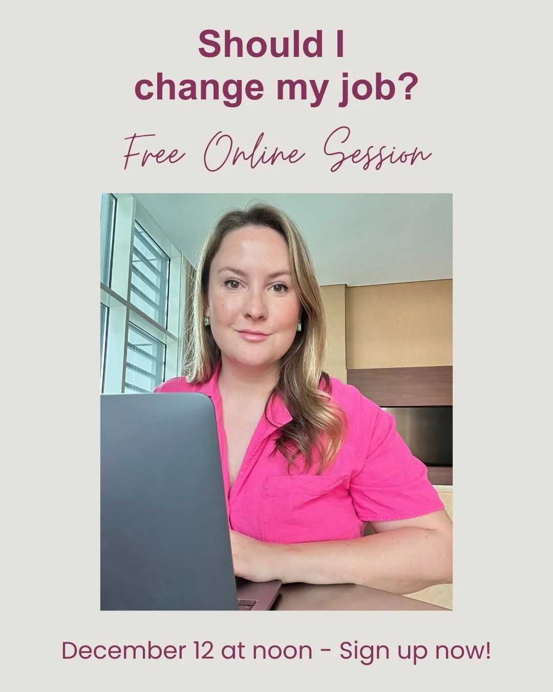If you want more clarity on whether you should change
your current job or not, join our FREE 30 minutes ⭐️
Change your job? ⭐️ LIVE SESSION

📆 December 12th
⏰ 12 noon German time | 3 pm Gulf standard time

Sign up for free (and confidentially!) via 