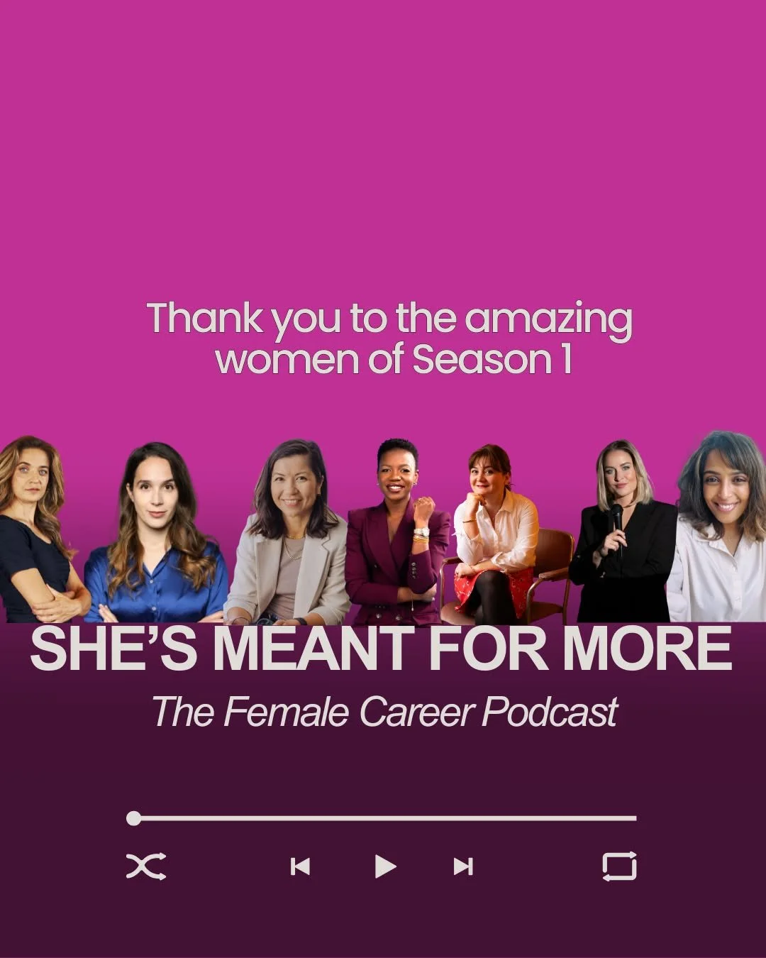 🎙️ Season 1 of SHE'S MEANT FOR MORE - The Female Career Podcast is almost complete 

I&rsquo;m so grateful for the incredible women who shared their stories, insights, and courage with us this season:

✨ @megjuma  on portfolio careers
✨ @marinazibli