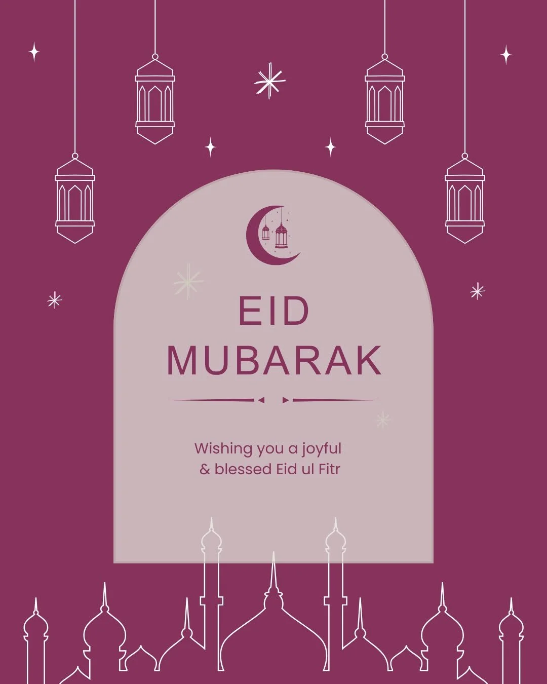 Eid Mubarak to you and your loved ones 🌙
May your day be filled with joy, gratitude, and blessings.