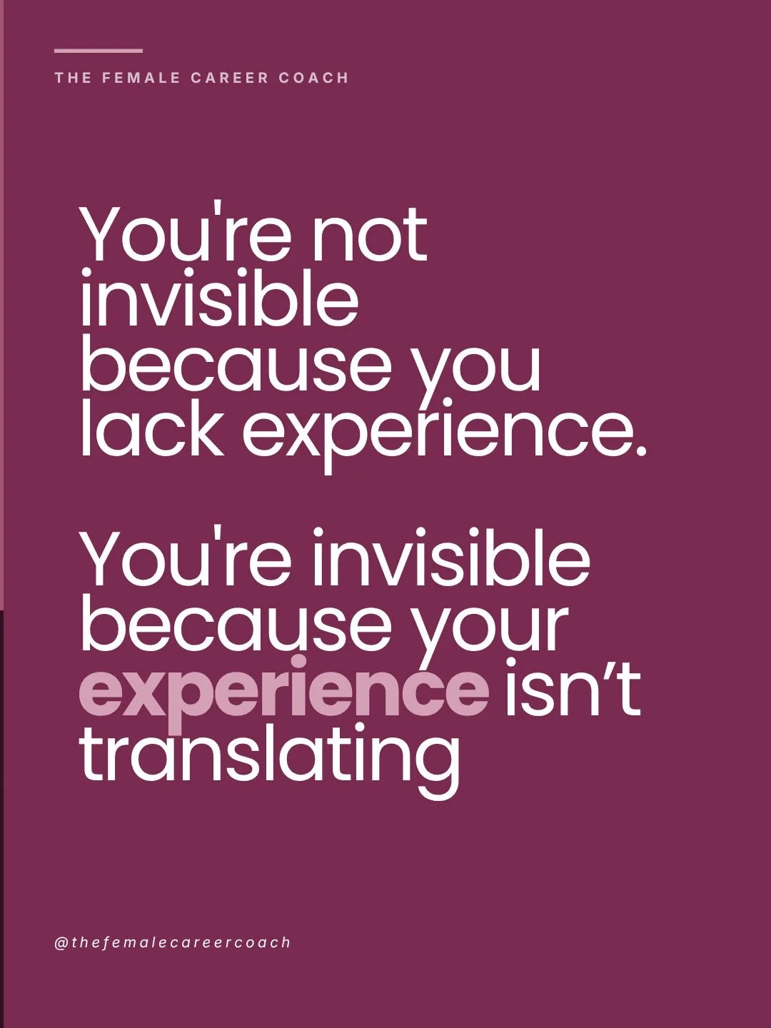 You&rsquo;re not being overlooked because you lack ability.

You&rsquo;re being overlooked because your work isn&rsquo;t being seen the way it should be.

That&rsquo;s a visibility problem. Not a capability problem.

At a certain level, it&rsquo;s no