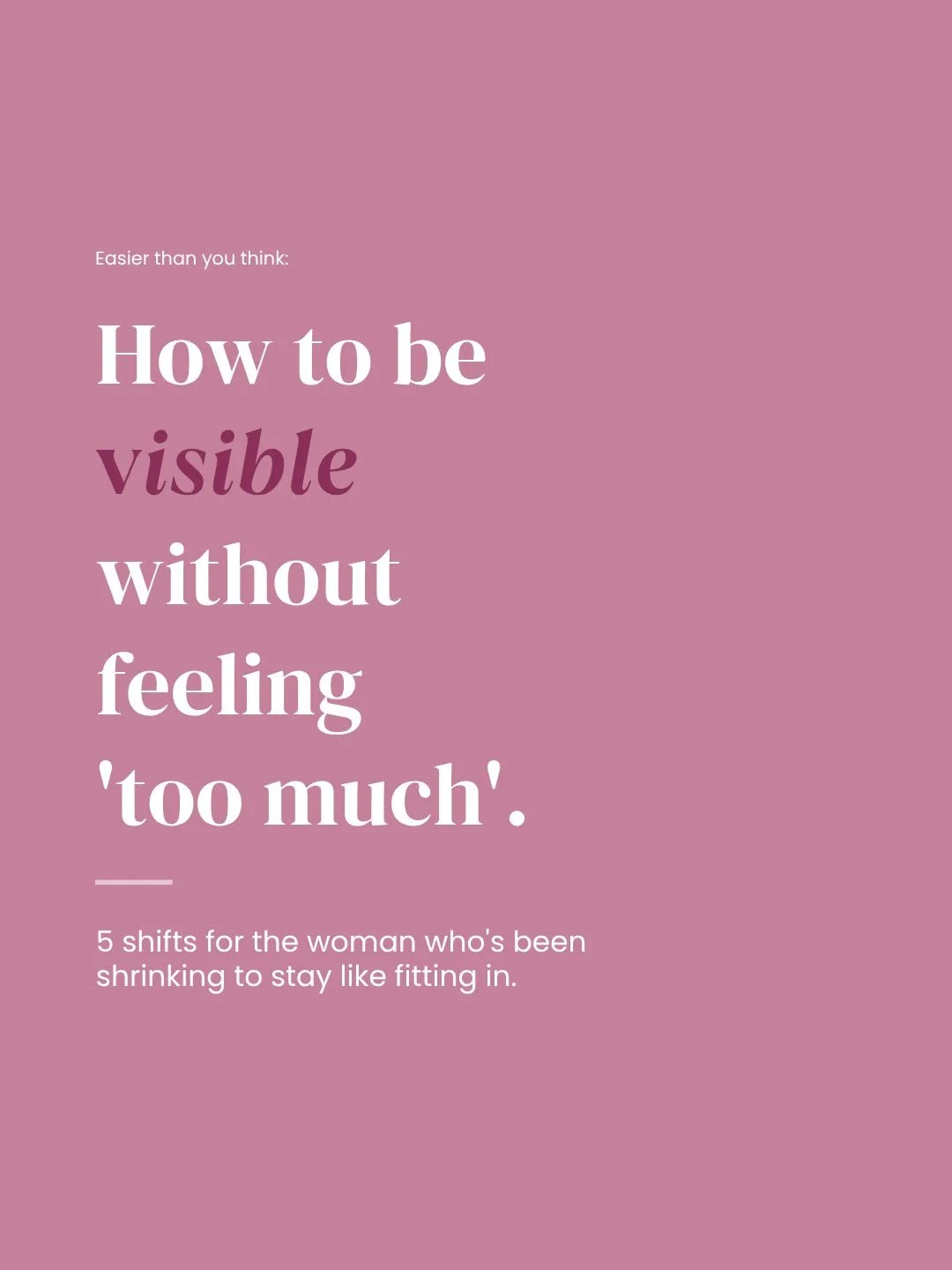 If you've ever held back a post, a comment, or an opinion because you were worried about being 'too much' &mdash; read this. 
 
Visibility doesn't mean volume.
It doesn't mean performing. Or peacocking. Or pretending.
 
It means showing up in a way t
