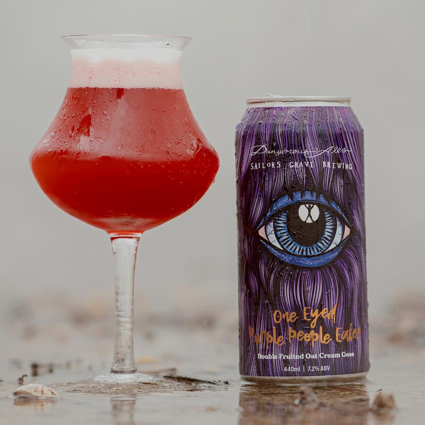 The One Eyed Purple People may look intimidating, but it&rsquo;s far from it. This double fruited oat cream gose is an absolute treat for your taste buds. Brewed with wheat and oat, milk sugar, blackberries and beetroot. It tastes like a blackberry a