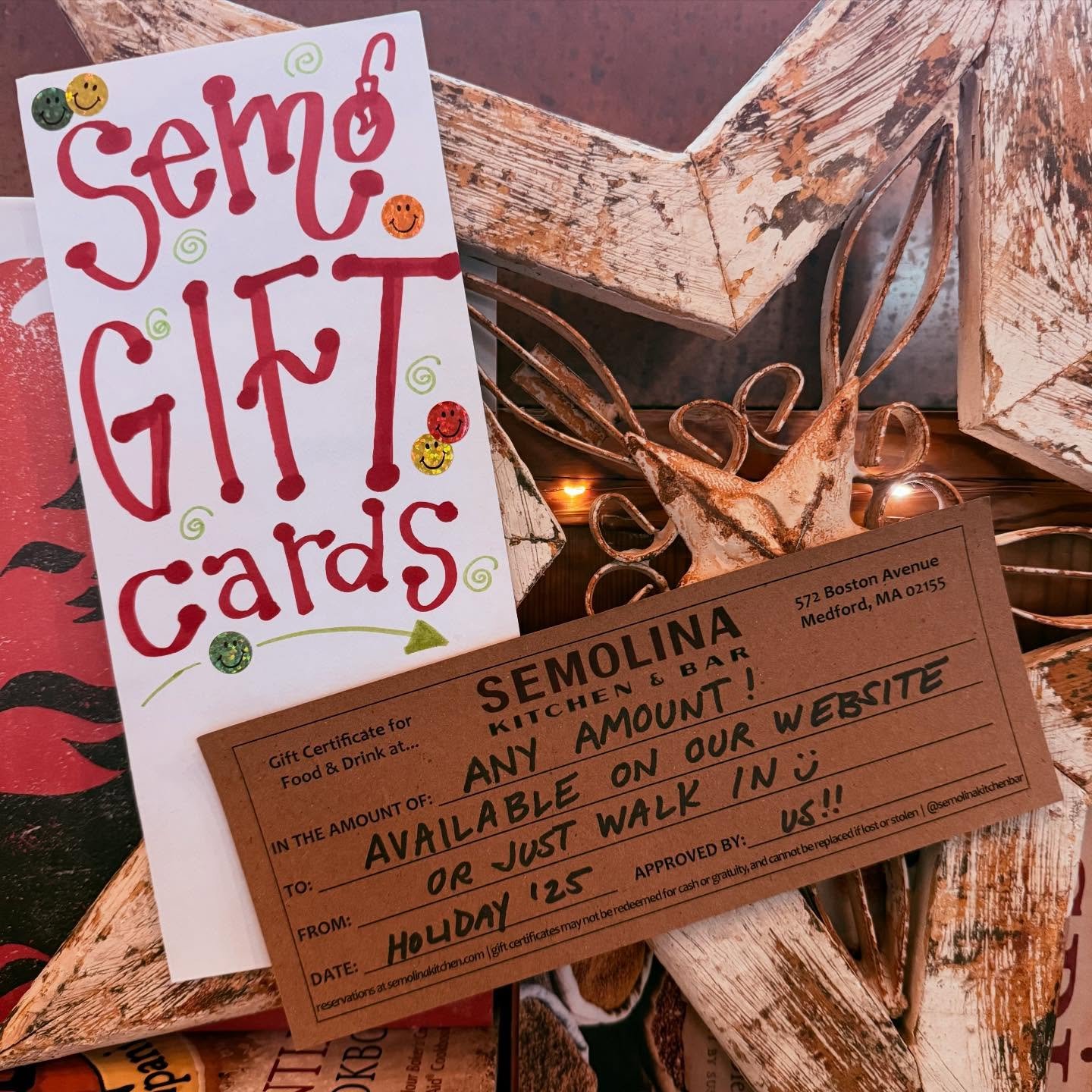 💝👩&zwj;🍳 Seasonal kitchen 🤝 seasonal gifting! 🎅🎁 Order thru our website, during business hours! 
- Pick up option 💃
- Mailing option, no extra charge!📮
- Stroll in to grab one in person 🛷

#giftcards #giftcertificate #givingseason #thanksgiv