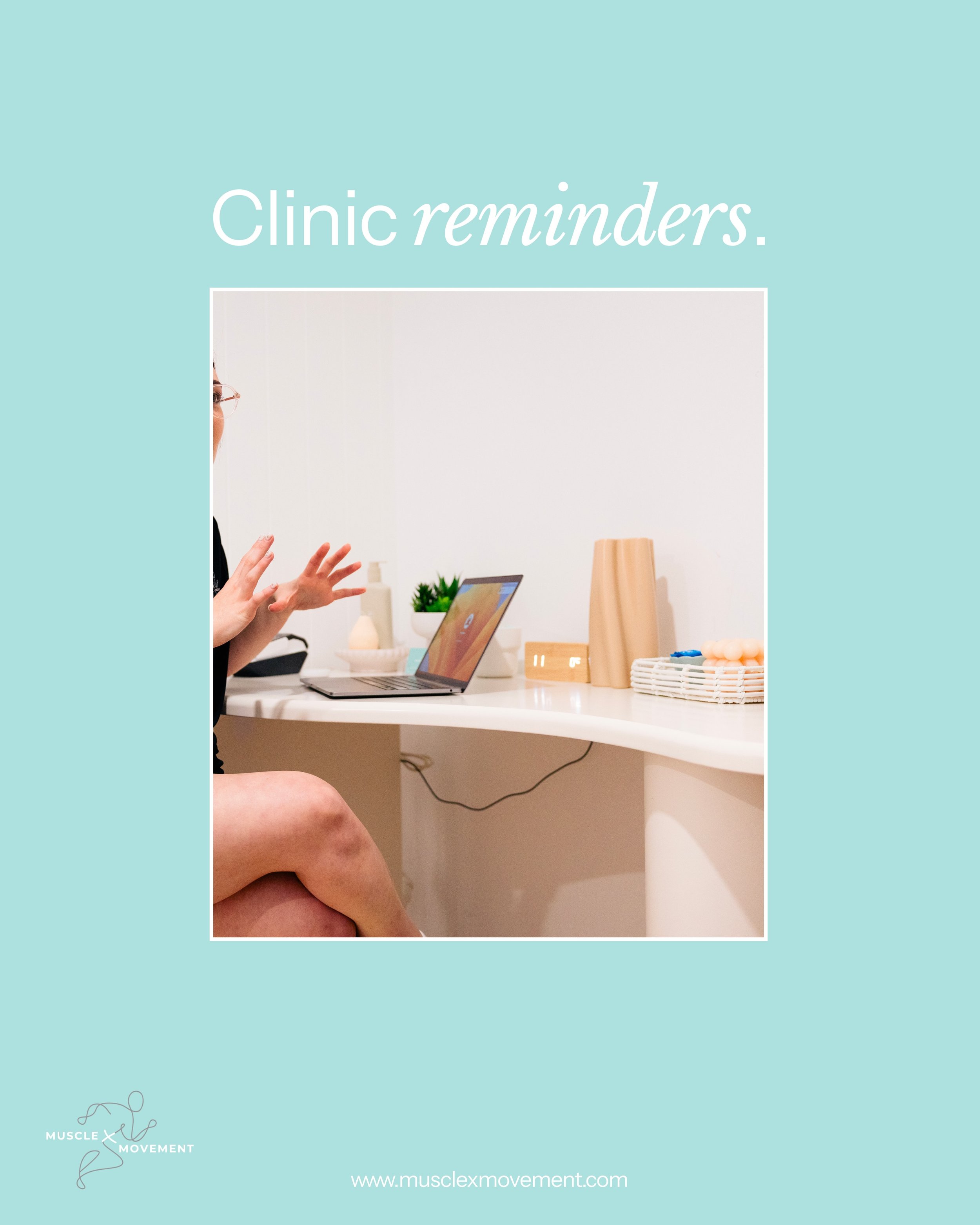 ✨ QUICK STUDIO REMINDER ✨

We love keeping your body moving&hellip; and our schedule moving too 💆&zwj;♀️⚡️

A few little reminders so we can give every client the best experience:

🗓️ Waitlists: Can&rsquo;t make your appointment? Please let us know