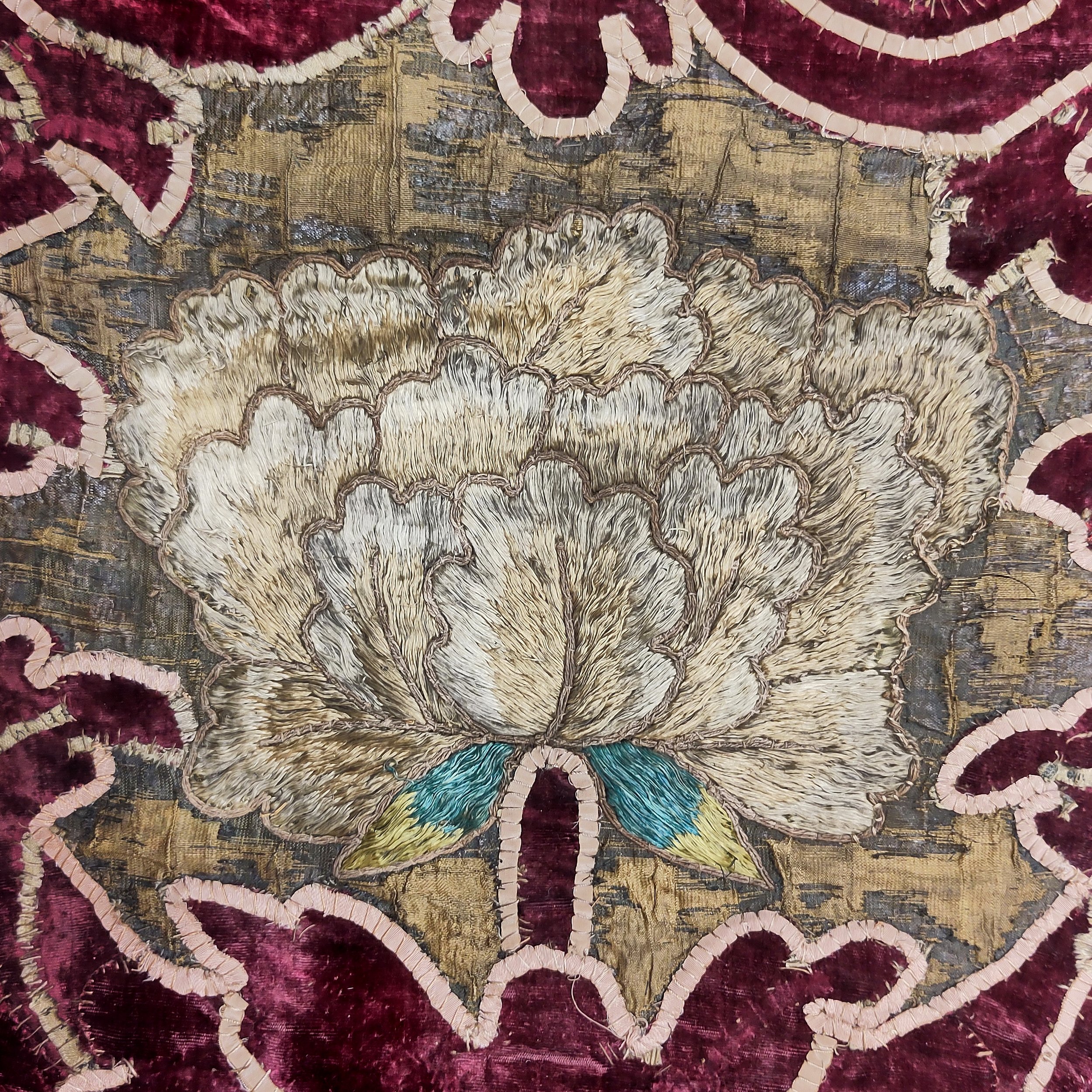 Applique 17th century Portuguese velvet pilaster hangings pair 5.jpg