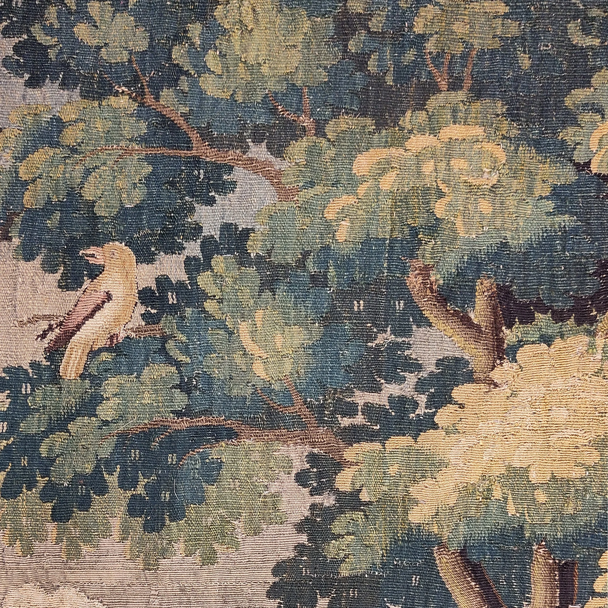 Tapestry Aubusson verdure circa 1700 cranes pair B 3.jpg