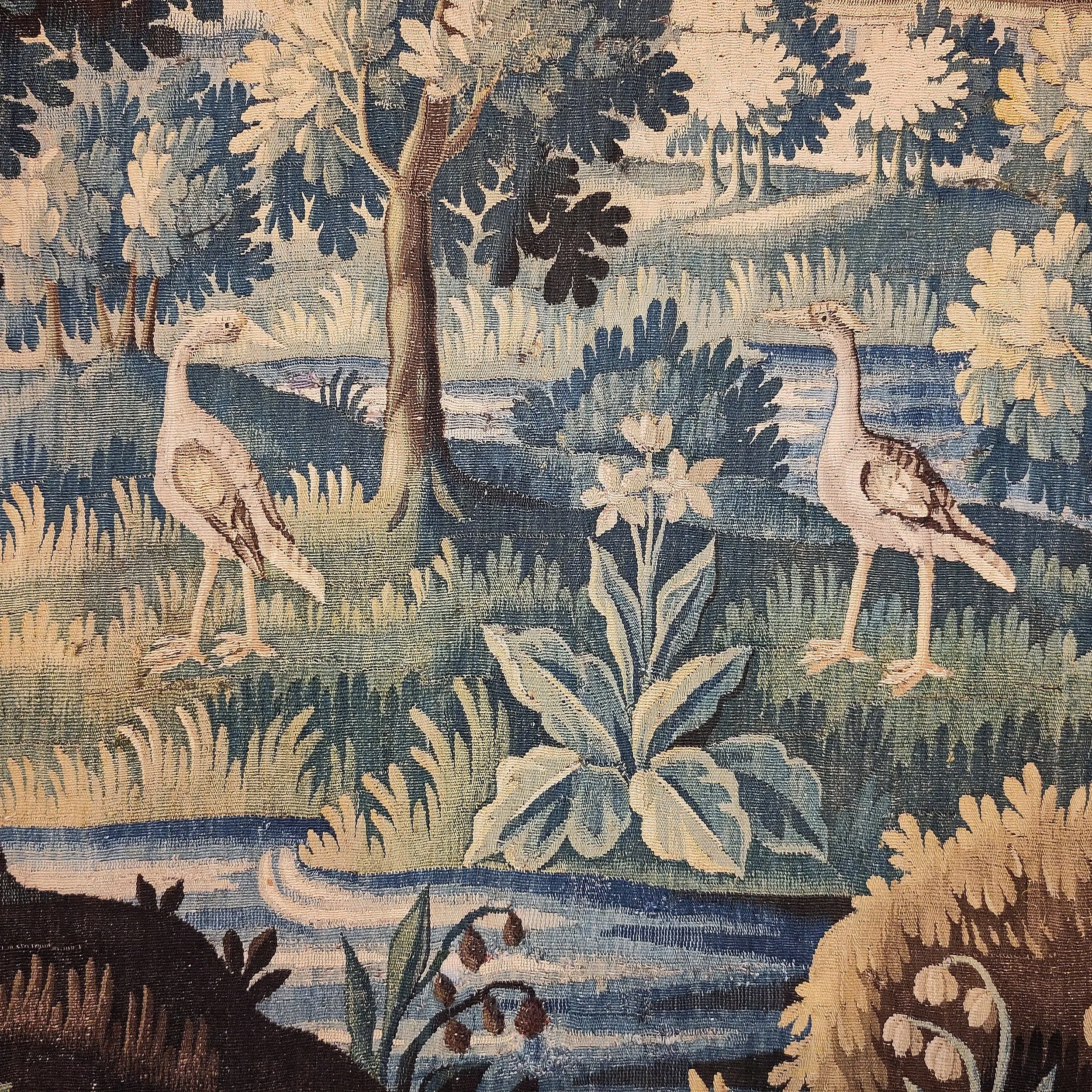 Tapestry Aubusson verdure circa 1700 two birds border 2.jpg