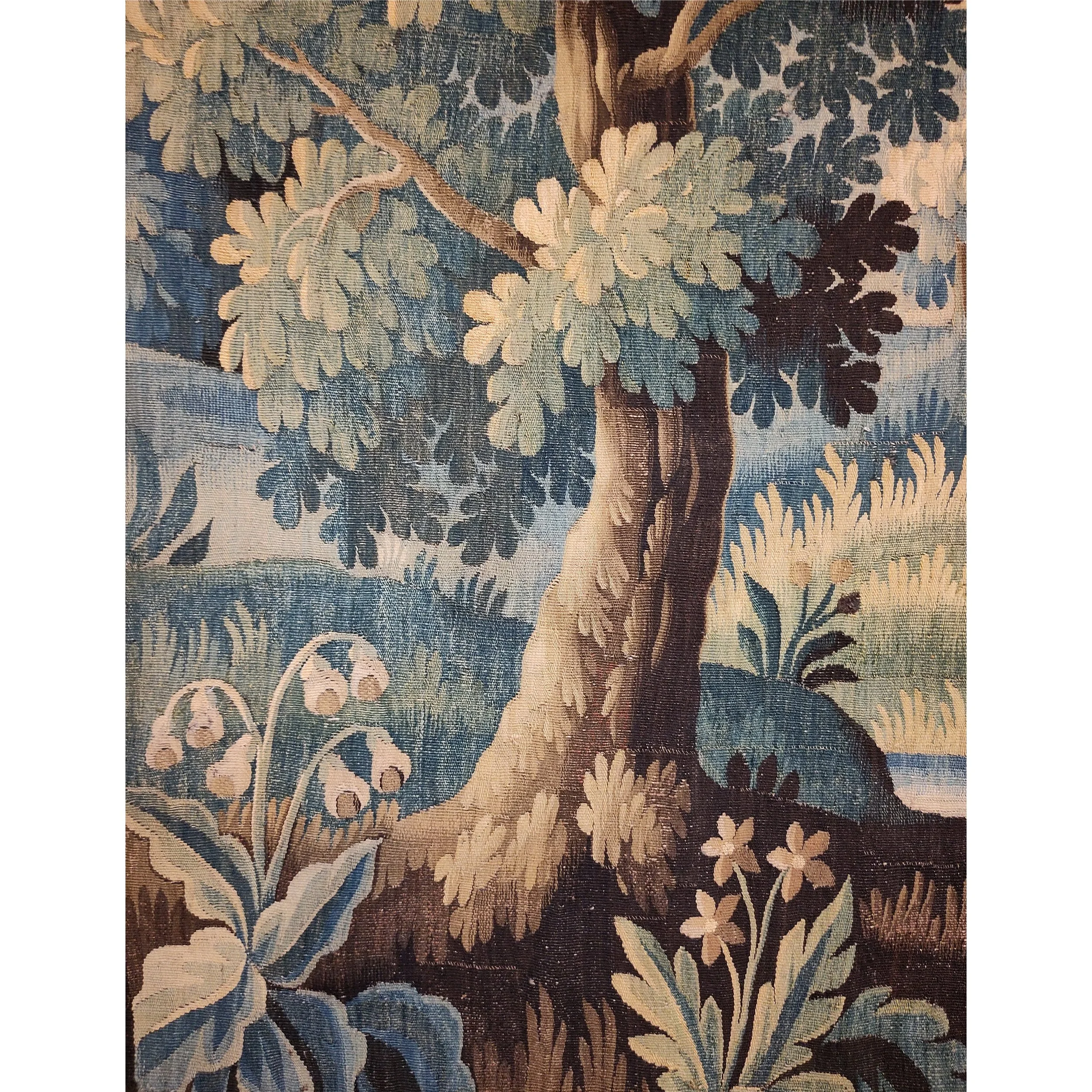 Tapestry Aubusson verdure circa 1700 two birds border 3.jpg